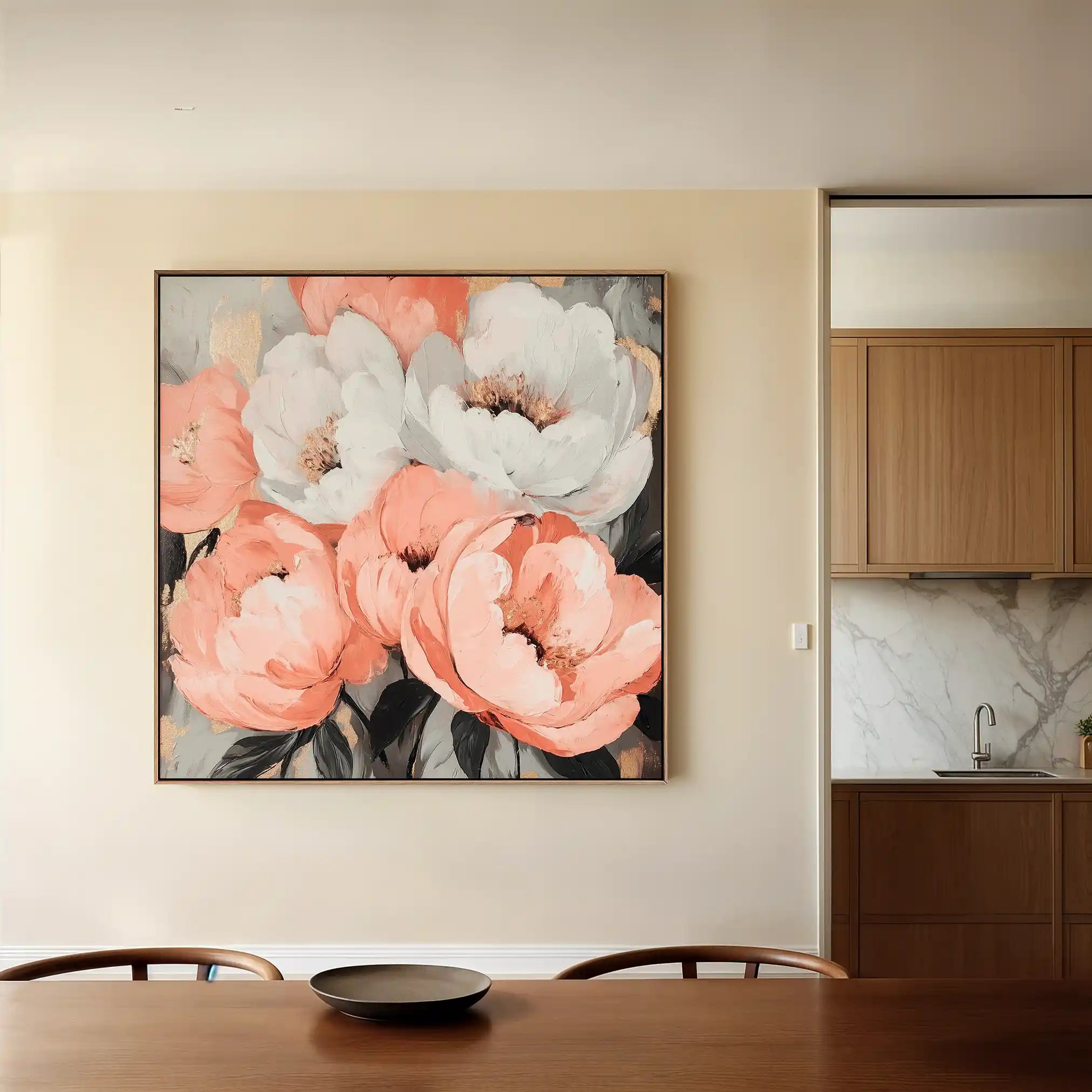 Floral 1359 Canvas Art 60 x 60 cm / Black