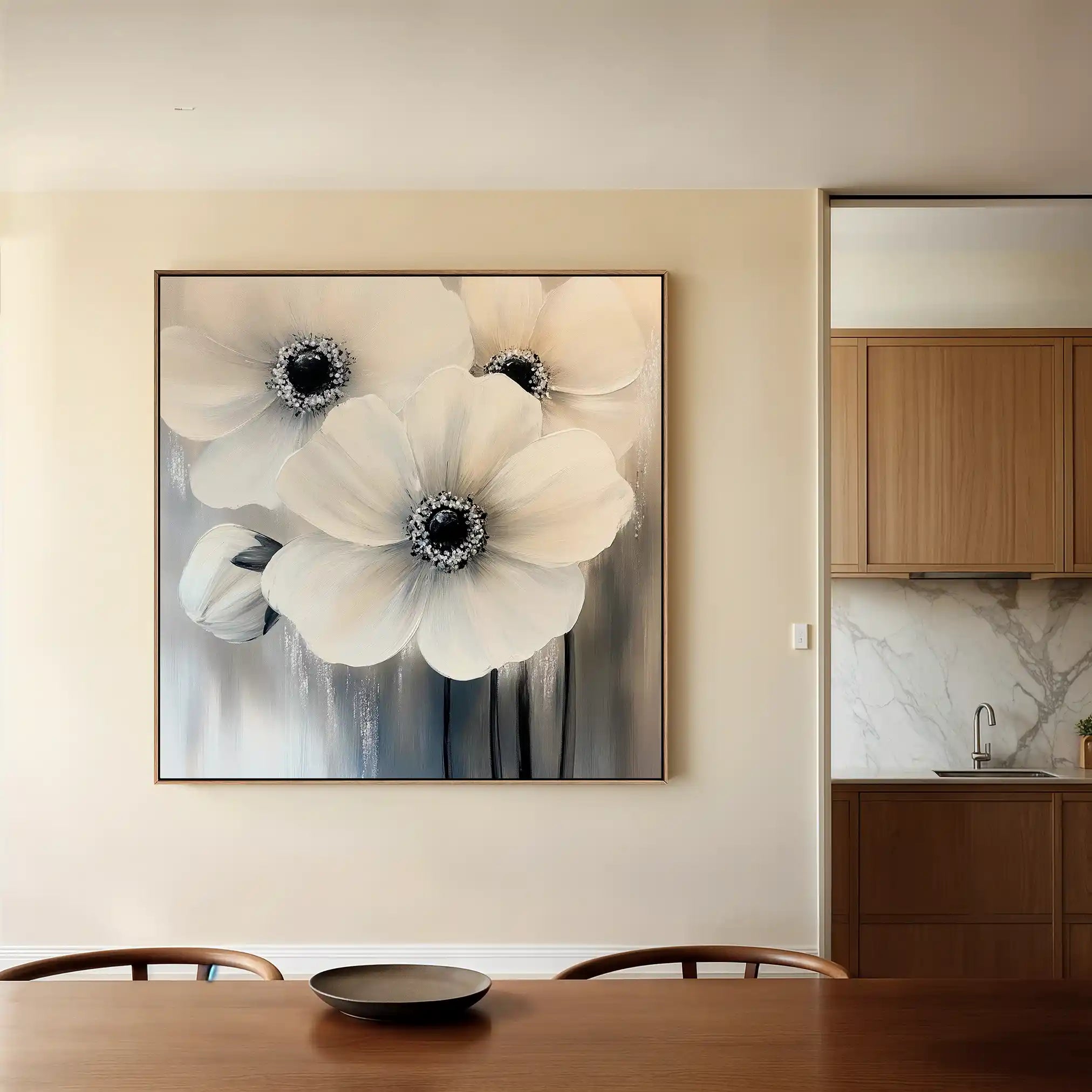 Floral 1362 Canvas Art 60 x 60 cm / Black