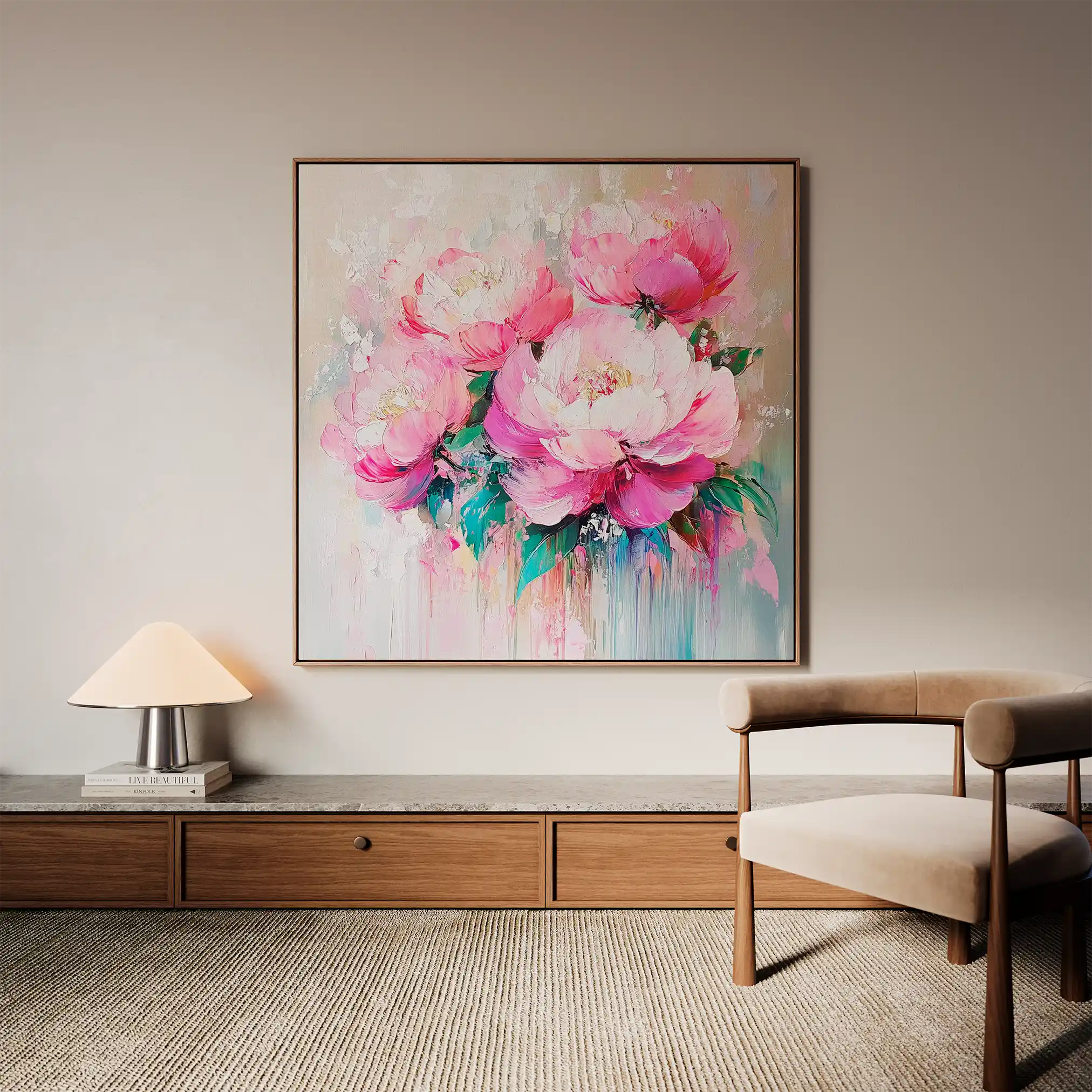 Floral 1365 Canvas Art 60 x 60 cm / Black