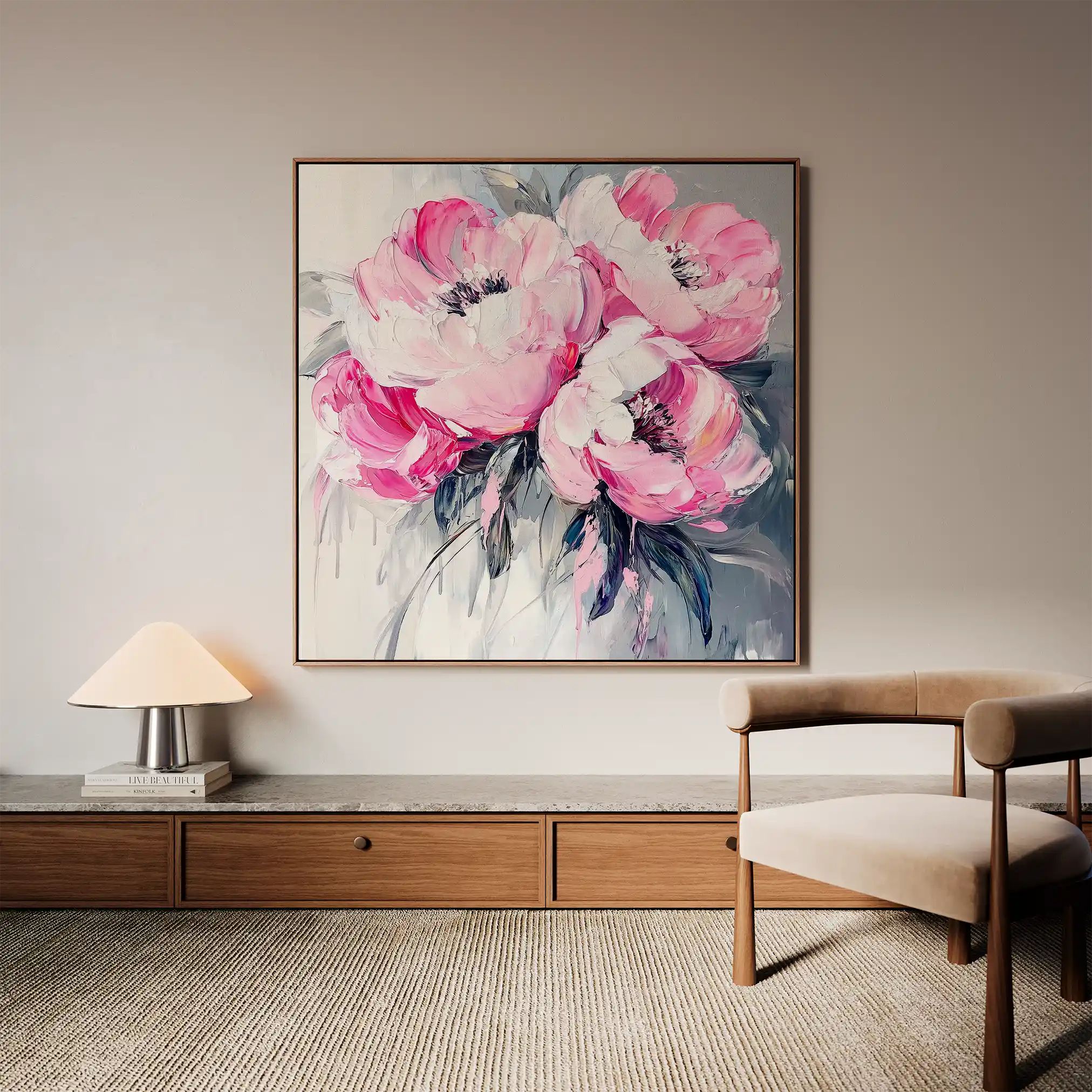 Floral 1366 Canvas Art 60 x 60 cm / Black