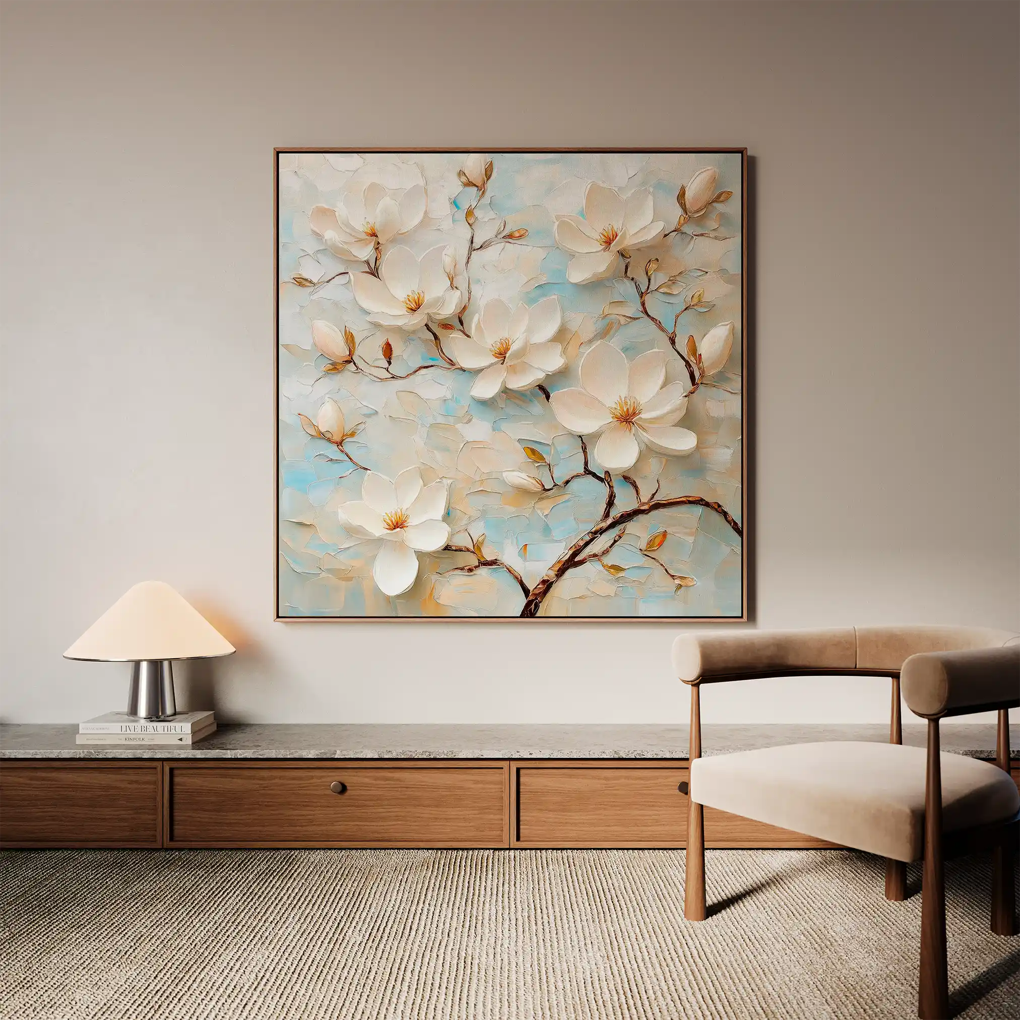 Floral 1368 Canvas Art 60 x 60 cm / Black