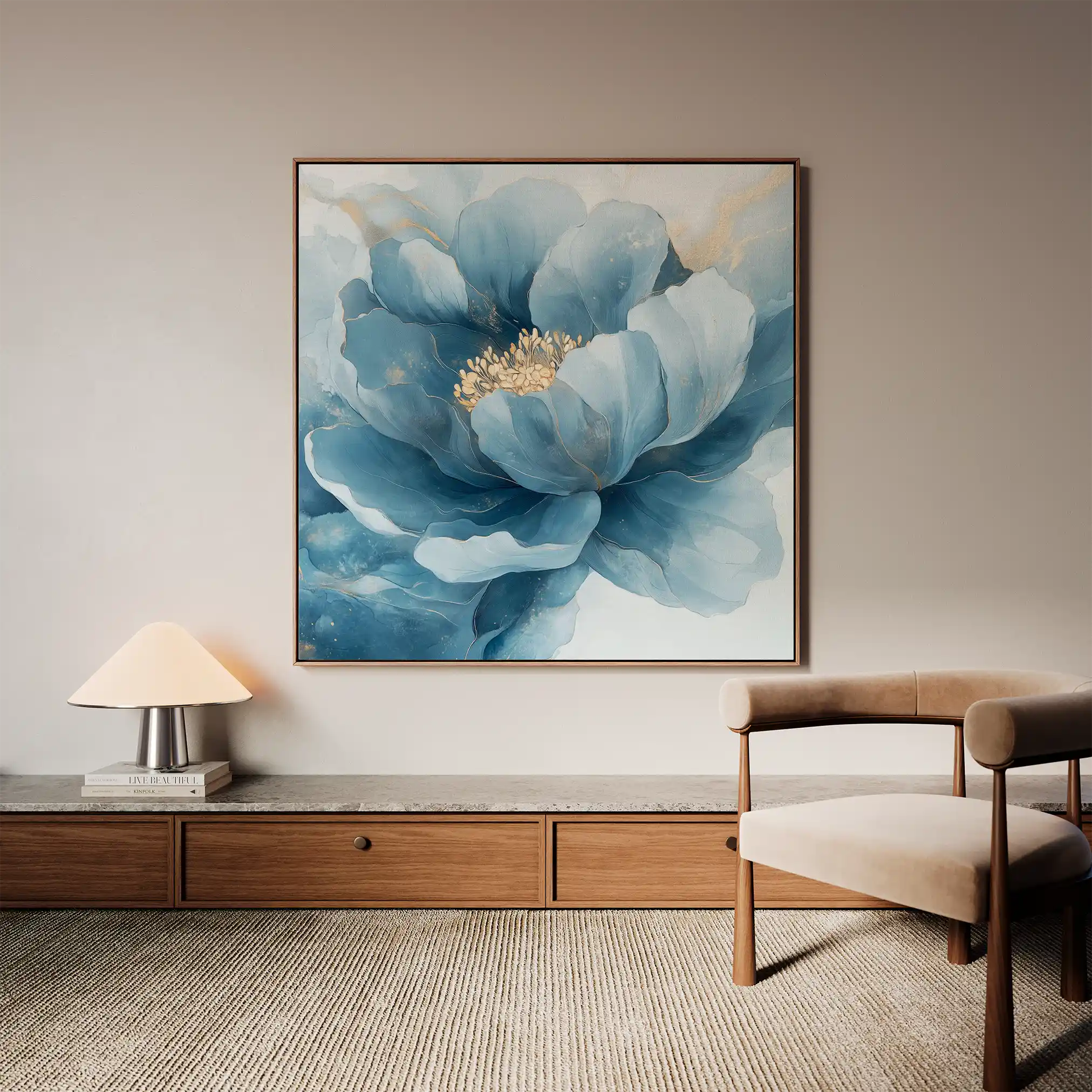 Floral 1369 Canvas Art 60 x 60 cm / Black