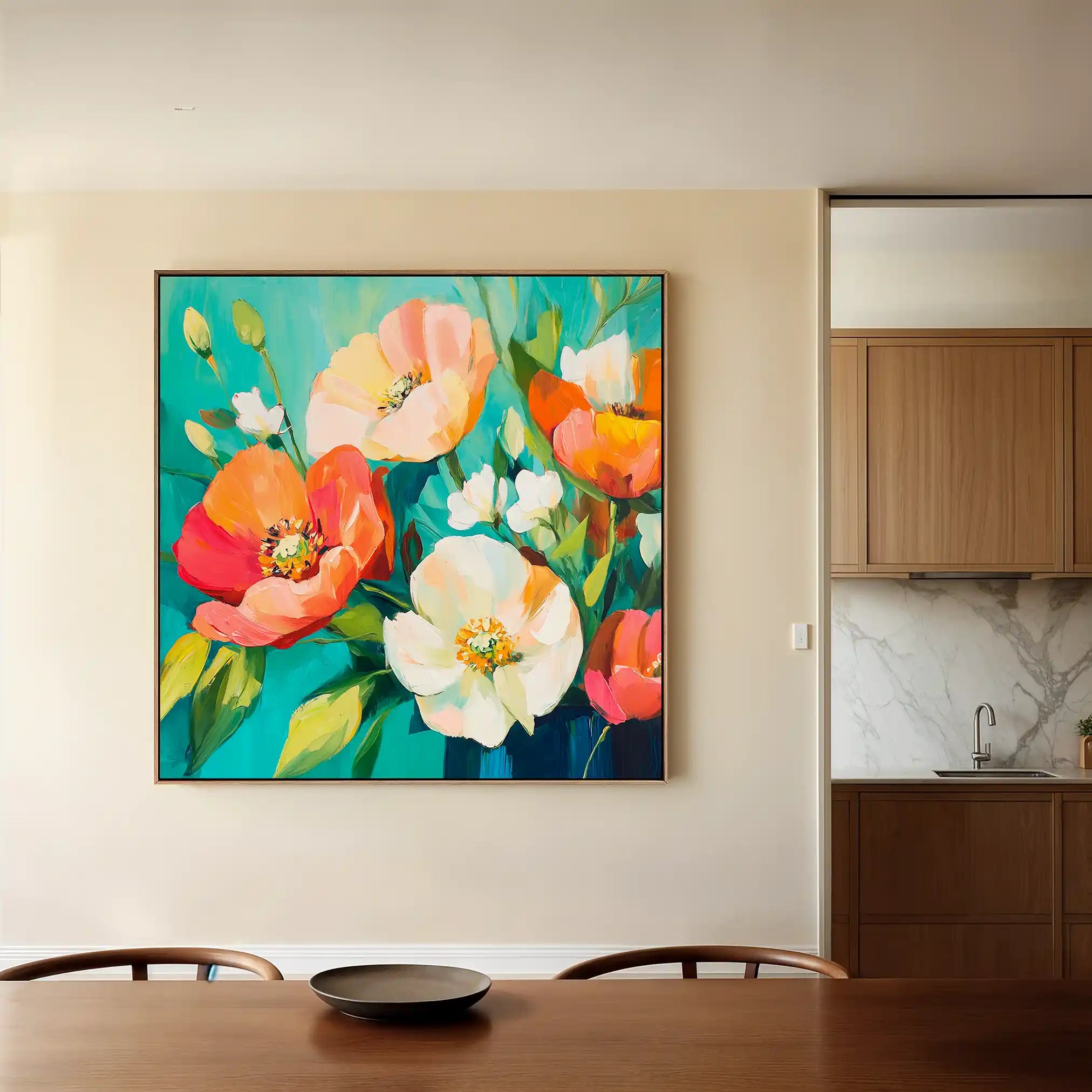 Floral 1373 Canvas Art 60 x 60 cm / Black