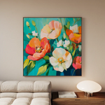 Floral 1373 Canvas Art 60 x 60 cm / Black