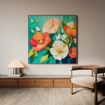 Floral 1373 Canvas Art 60 x 60 cm / Black