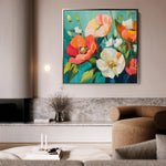 Floral 1373 Canvas Art 60 x 60 cm / Black