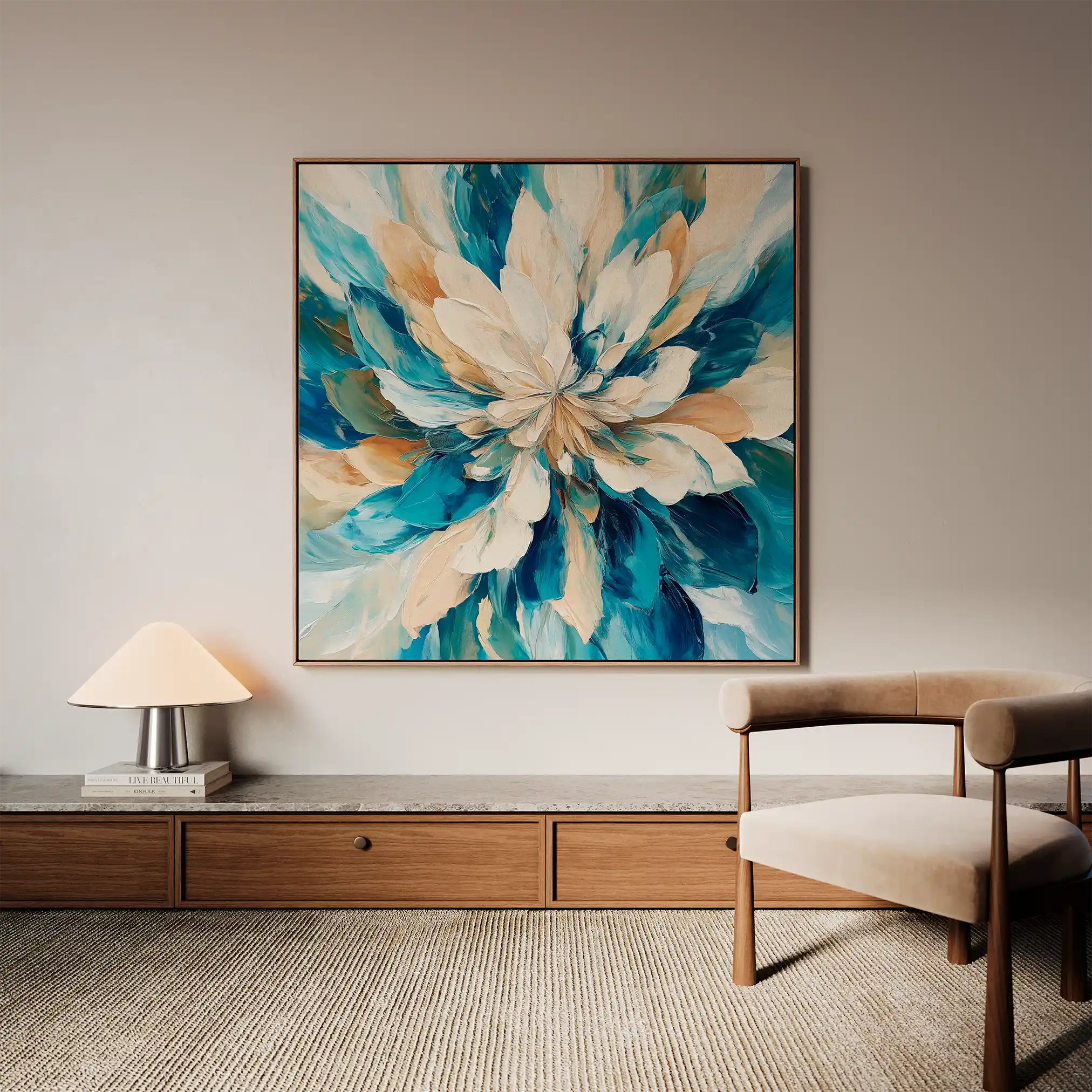 Floral 1374 Canvas Art 60 x 60 cm / Black