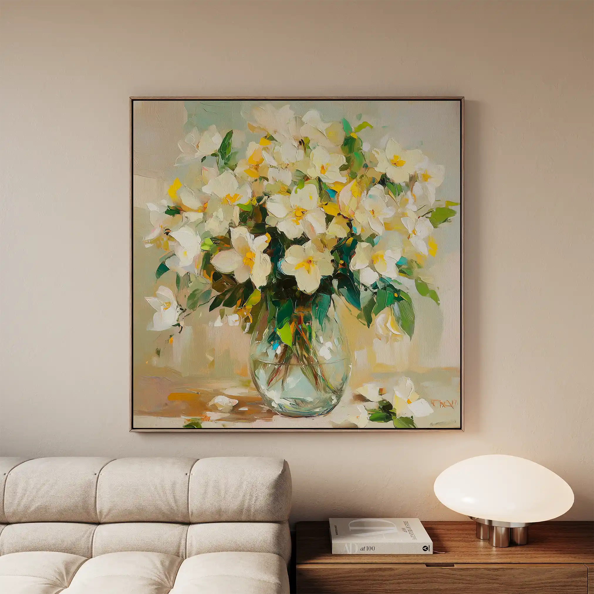 Floral 1375 Canvas Art 60 x 60 cm / Black