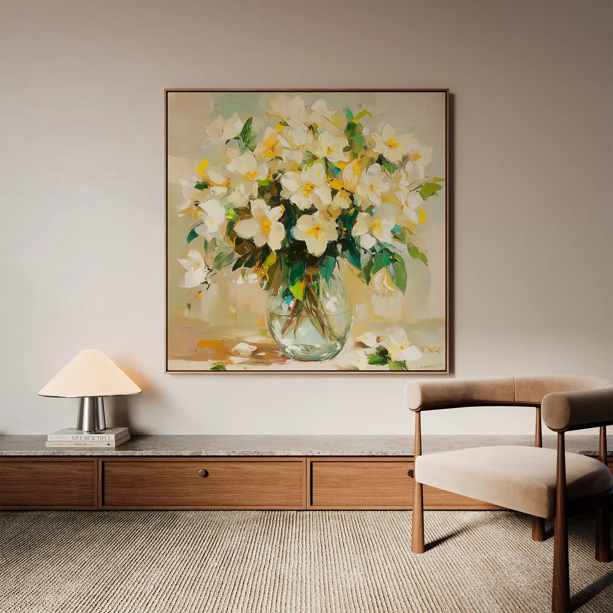 Floral 1375 Canvas Art 60 x 60 cm / Black