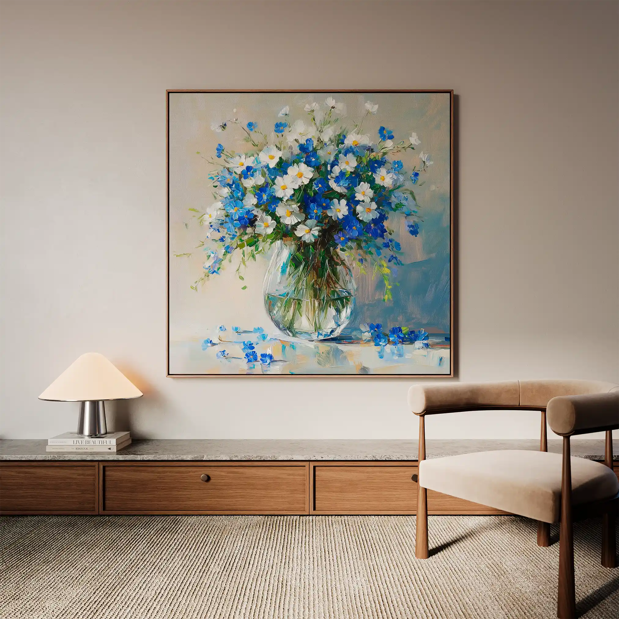 Floral 1378 Canvas Art 60 x 60 cm / Black