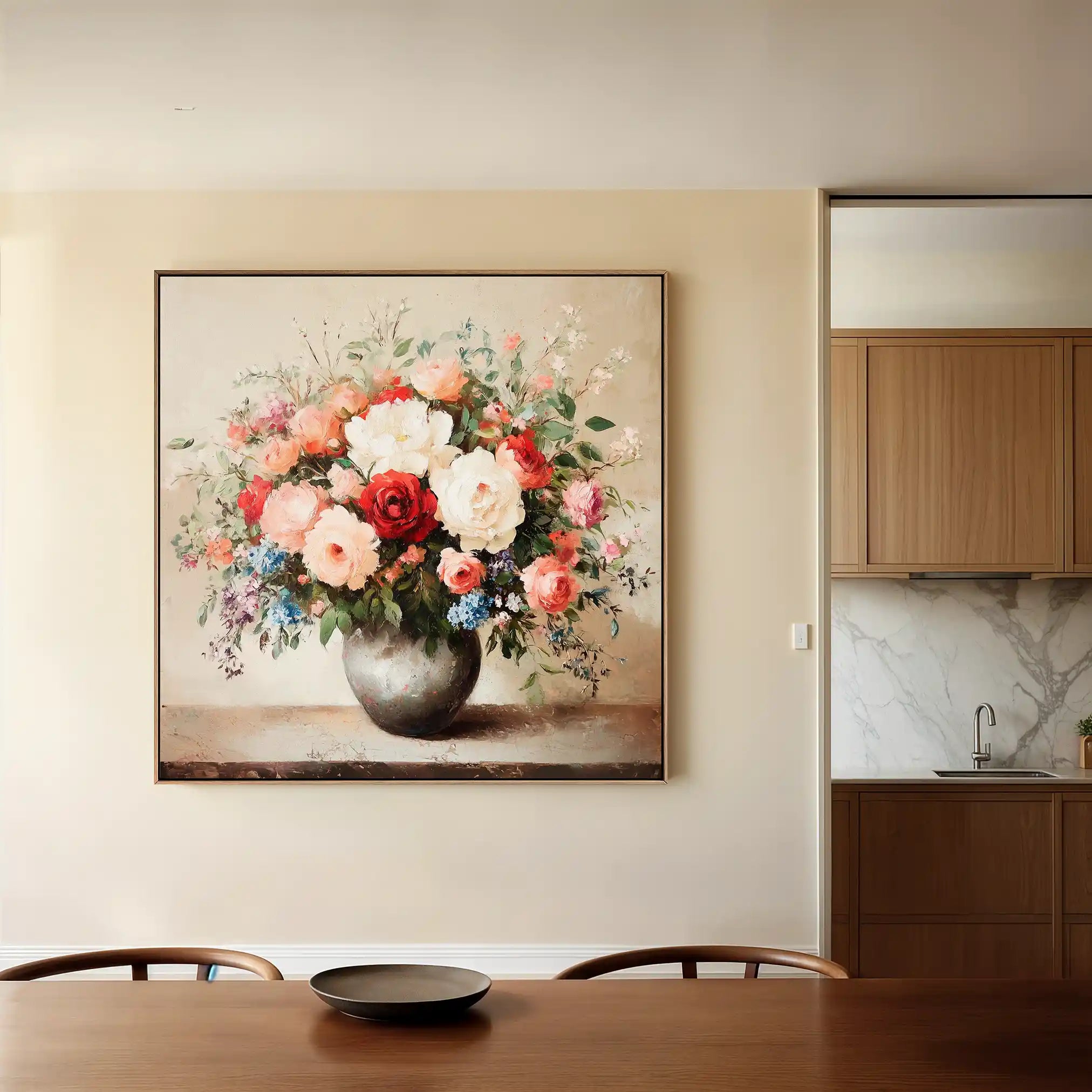 Floral 1379 Canvas Art 60 x 60 cm / Black