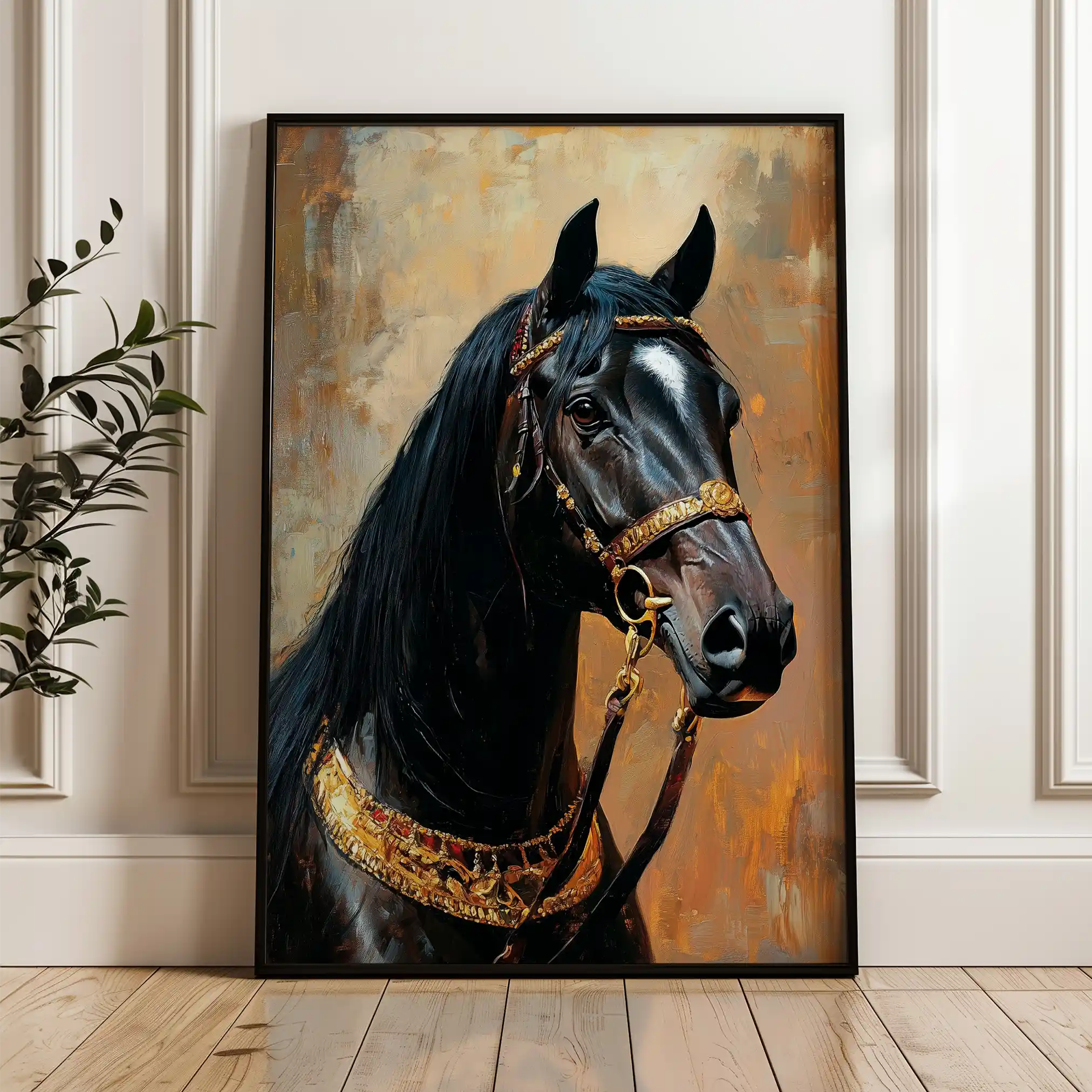 Horses 138 Canvas Art 60 x 40 cm / Black