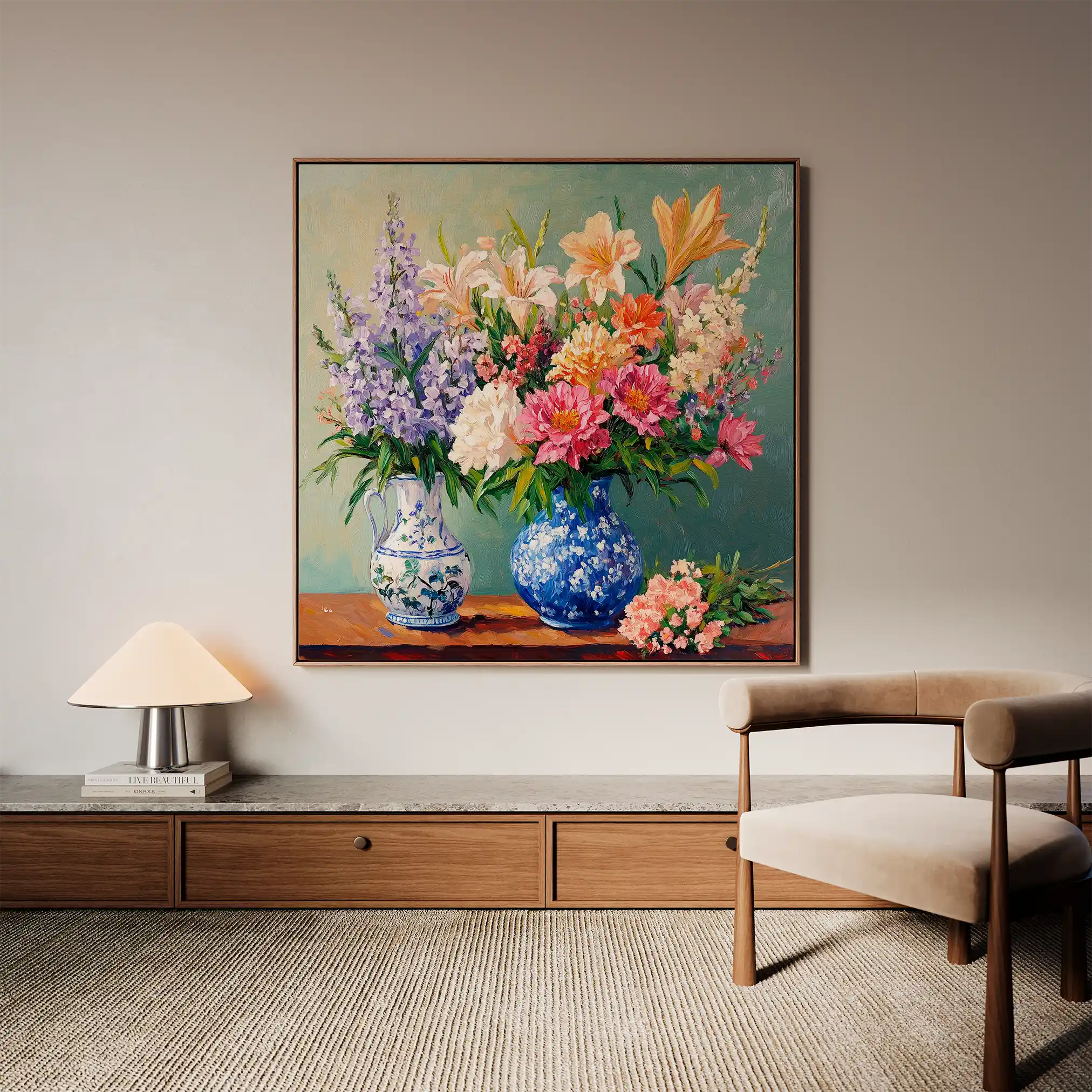 Floral 1380 Canvas Art 60 x 60 cm / Black