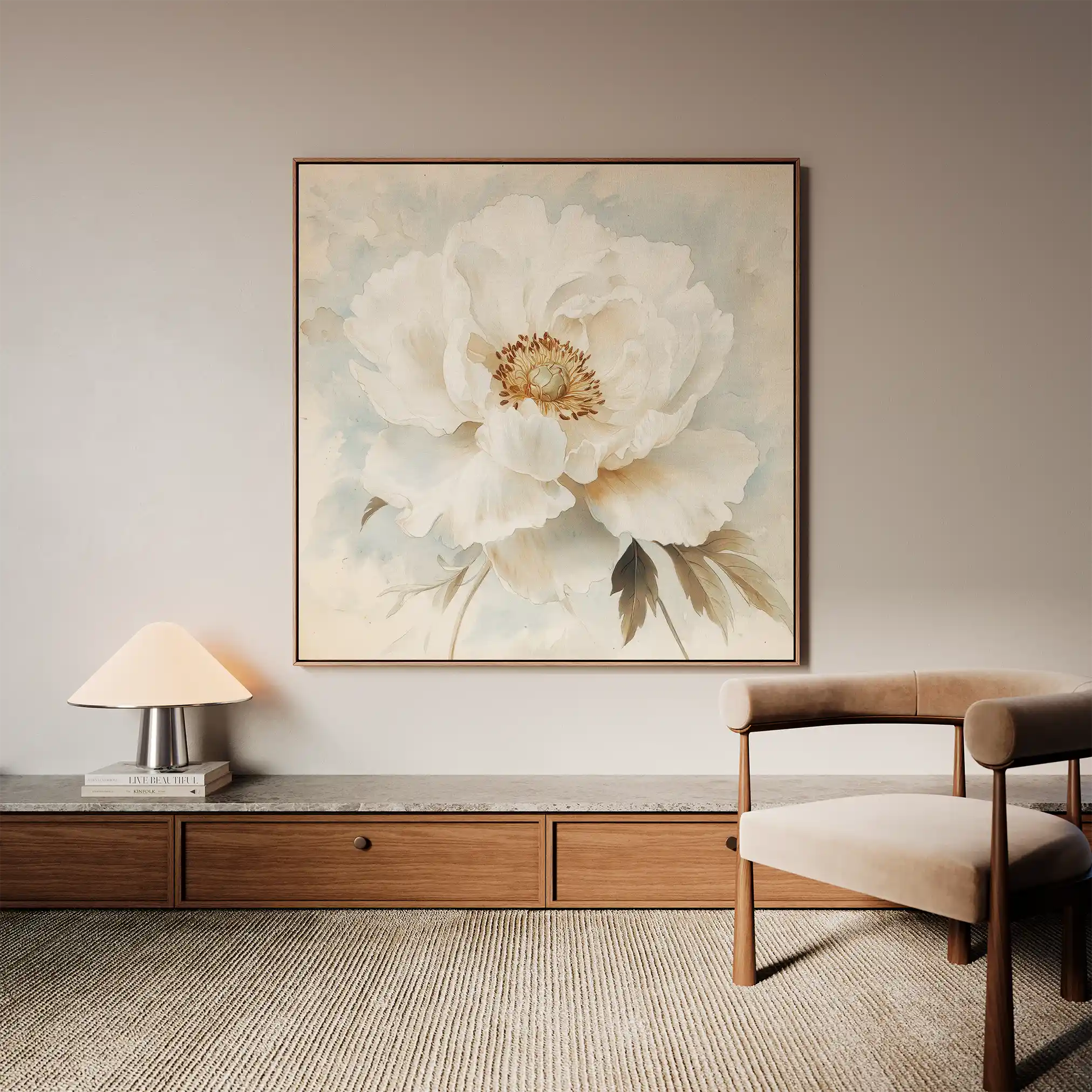 Floral 1381 Canvas Art 60 x 60 cm / Black