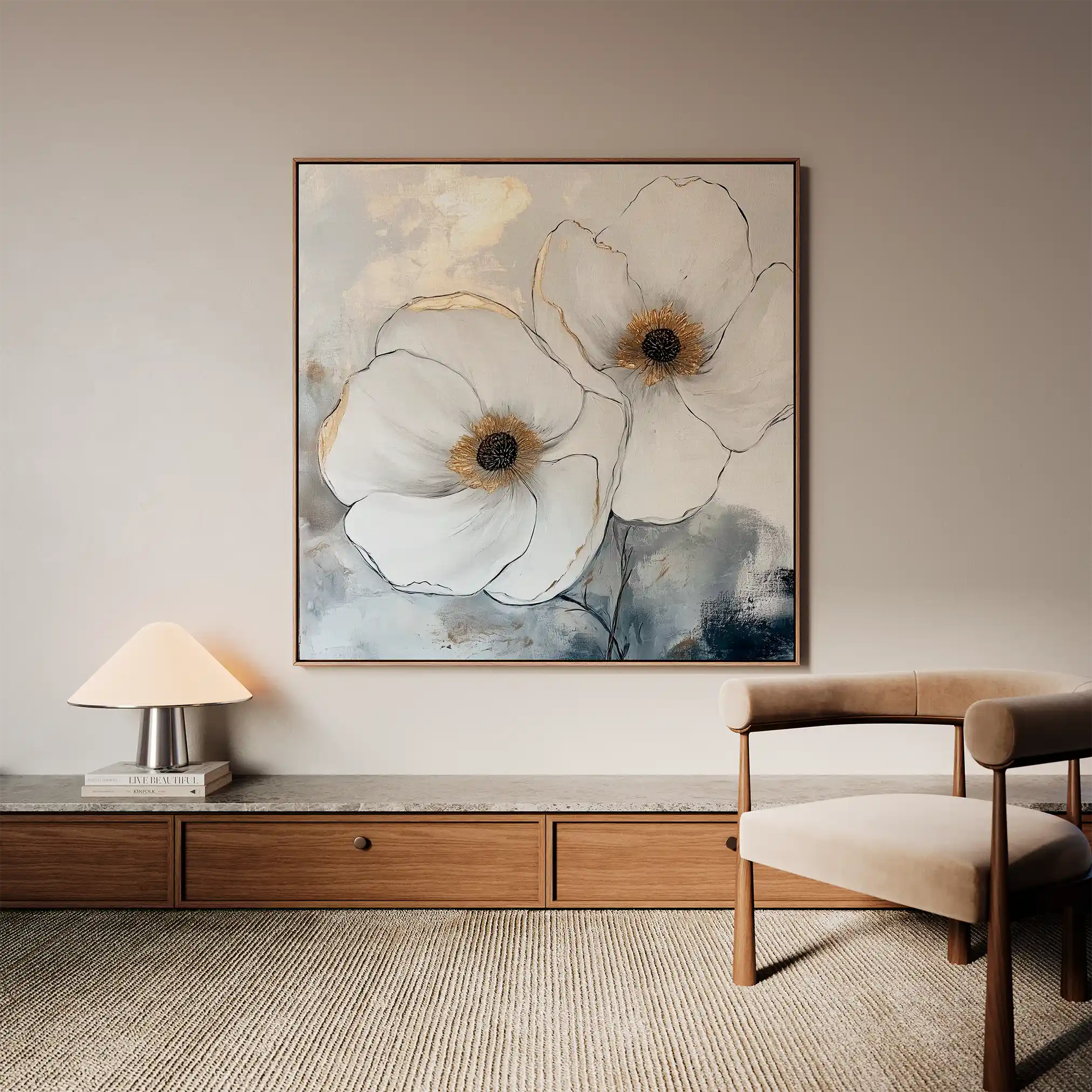 Floral 1383 Canvas Art 60 x 60 cm / Black