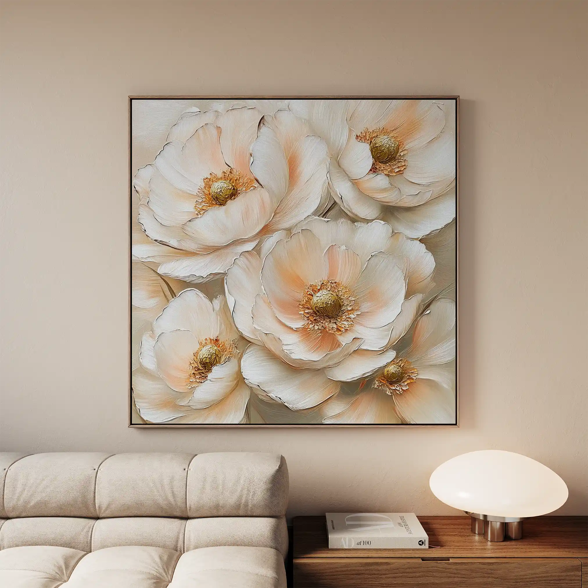 Floral 1384 Canvas Art 60 x 60 cm / Black