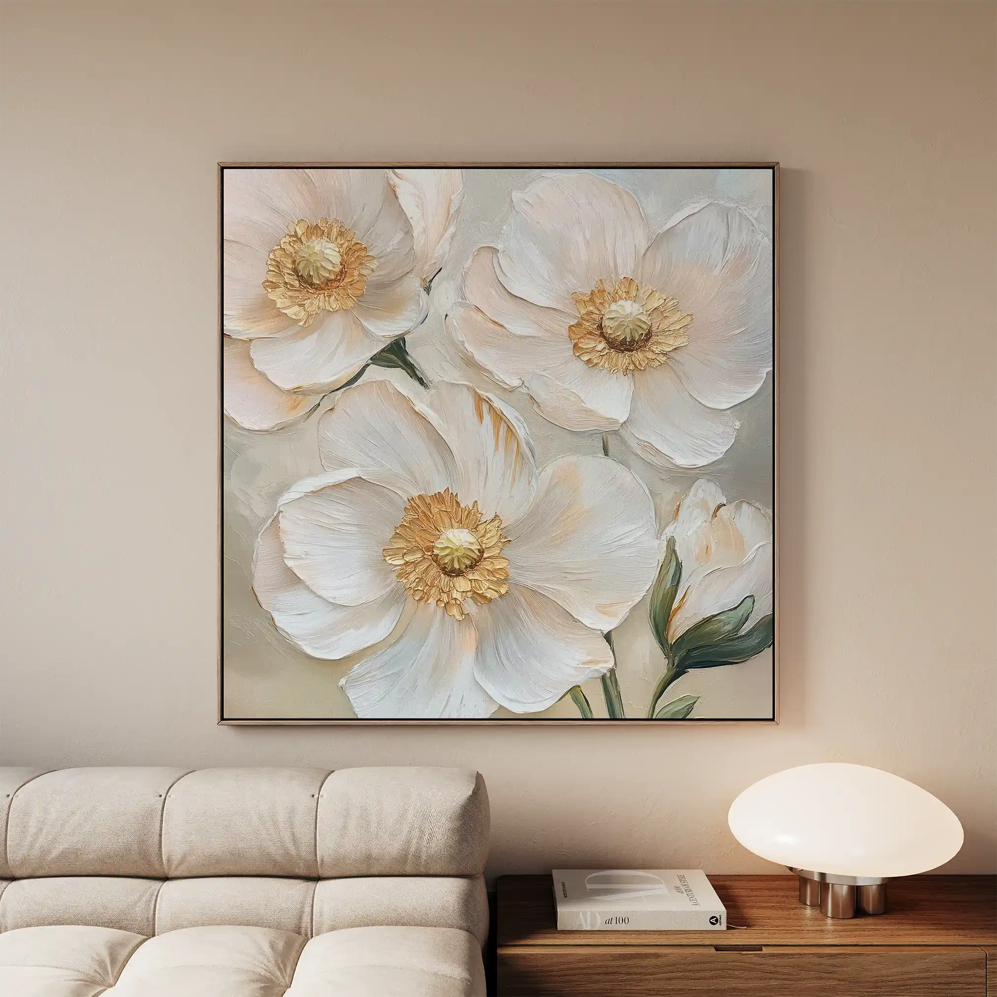 Floral 1385 Canvas Art 60 x 60 cm / Black