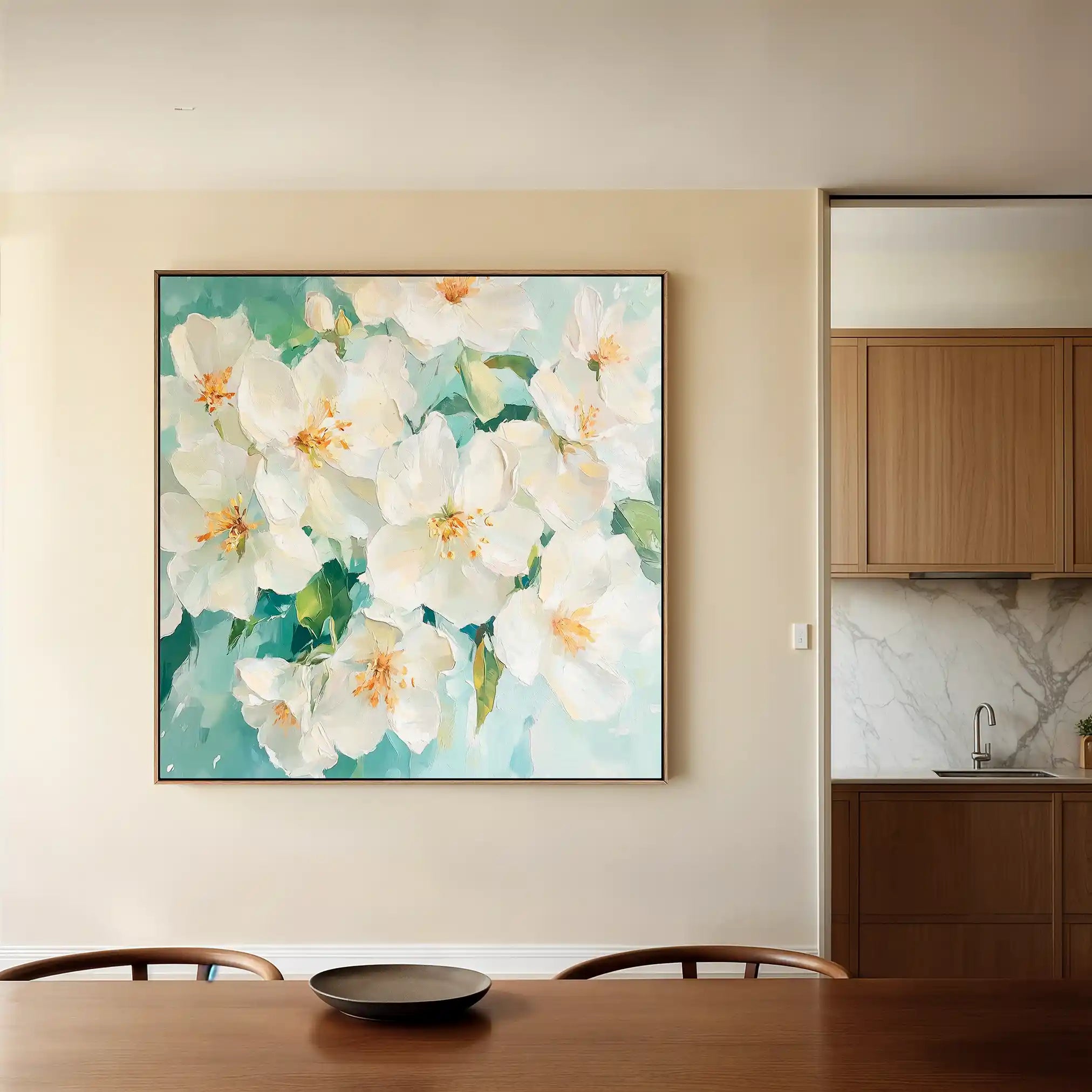 Floral 1388 Canvas Art 60 x 60 cm / Black