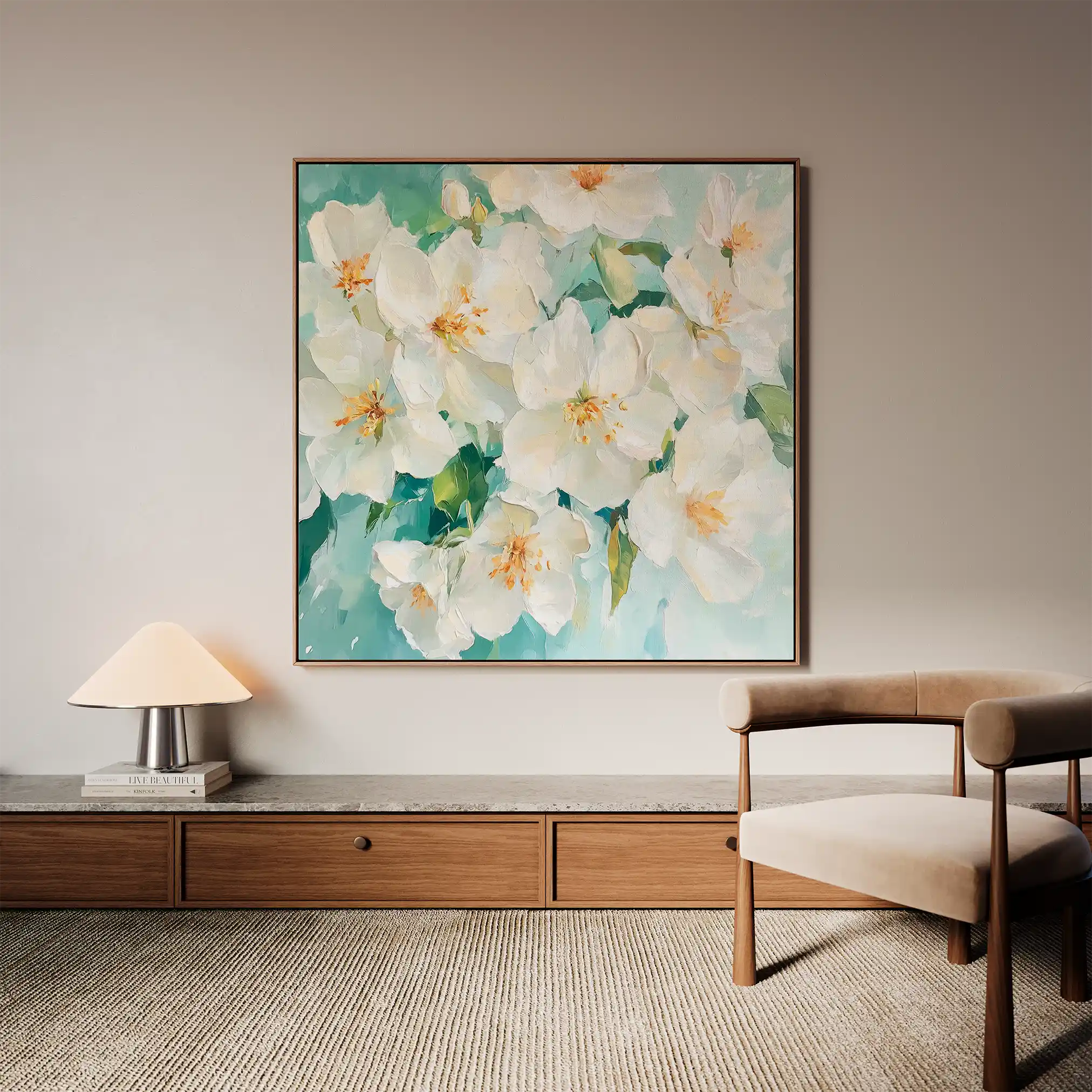 Floral 1388 Canvas Art 60 x 60 cm / Black