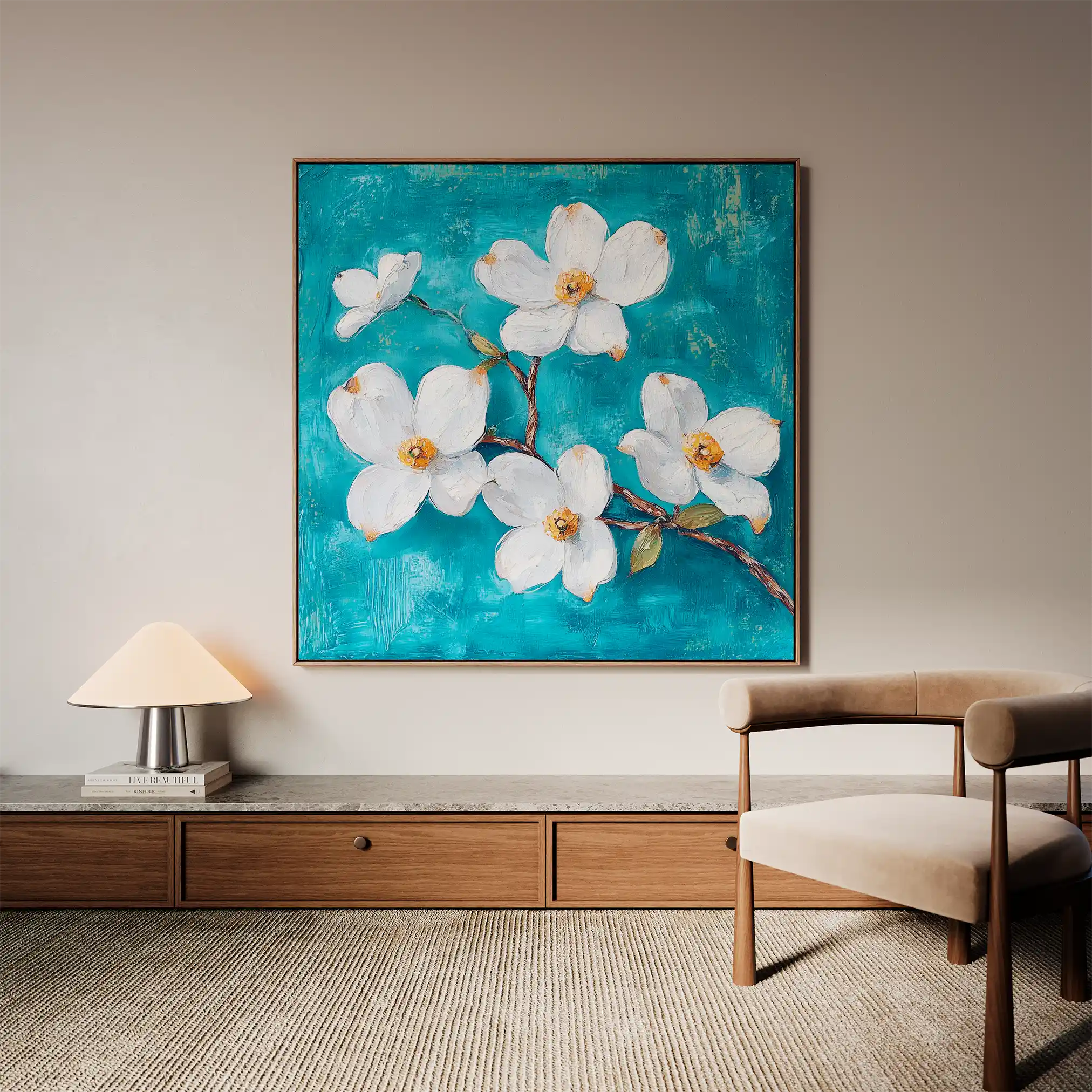 Floral 1389 Canvas Art 60 x 60 cm / Black