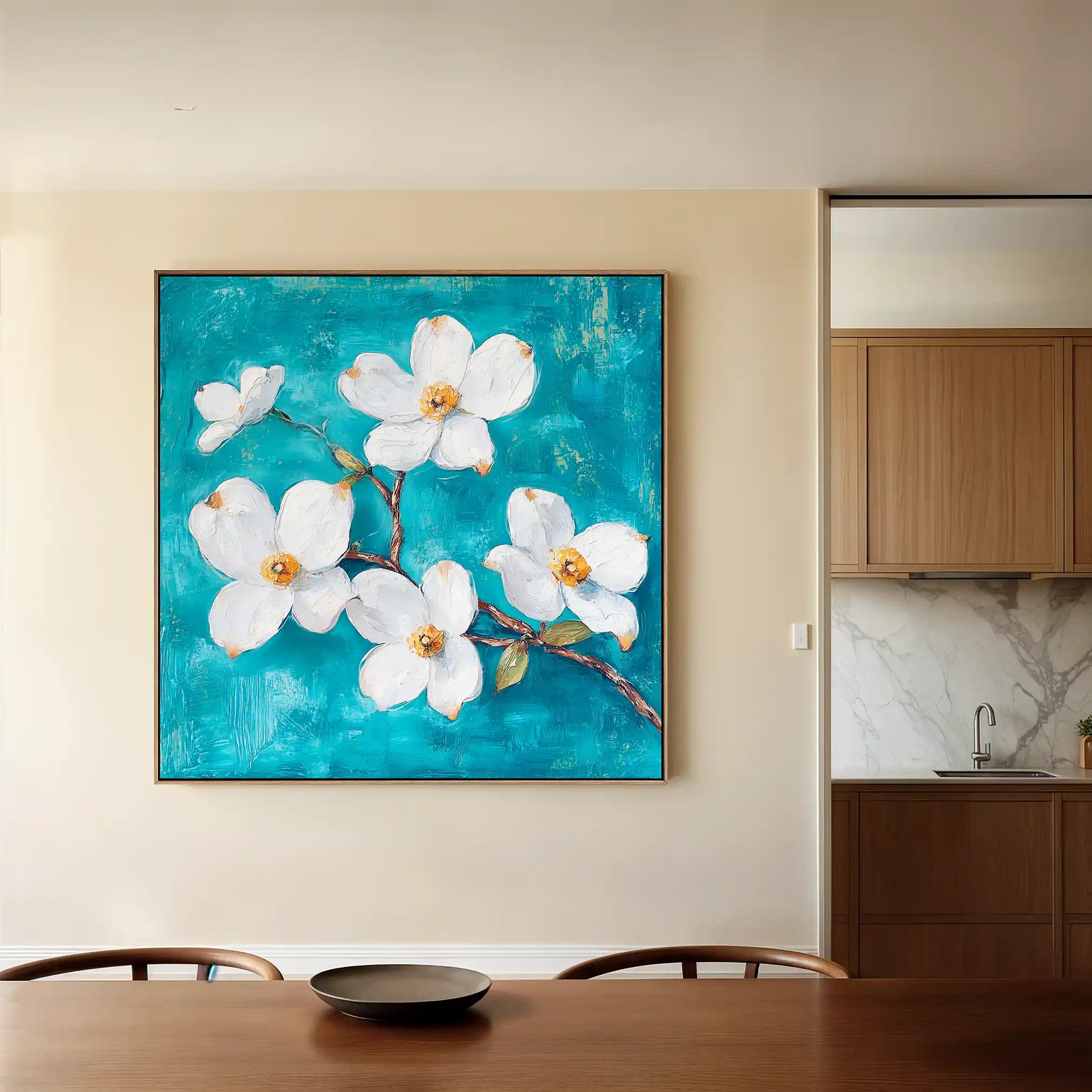 Floral 1389 Canvas Art 60 x 60 cm / Black