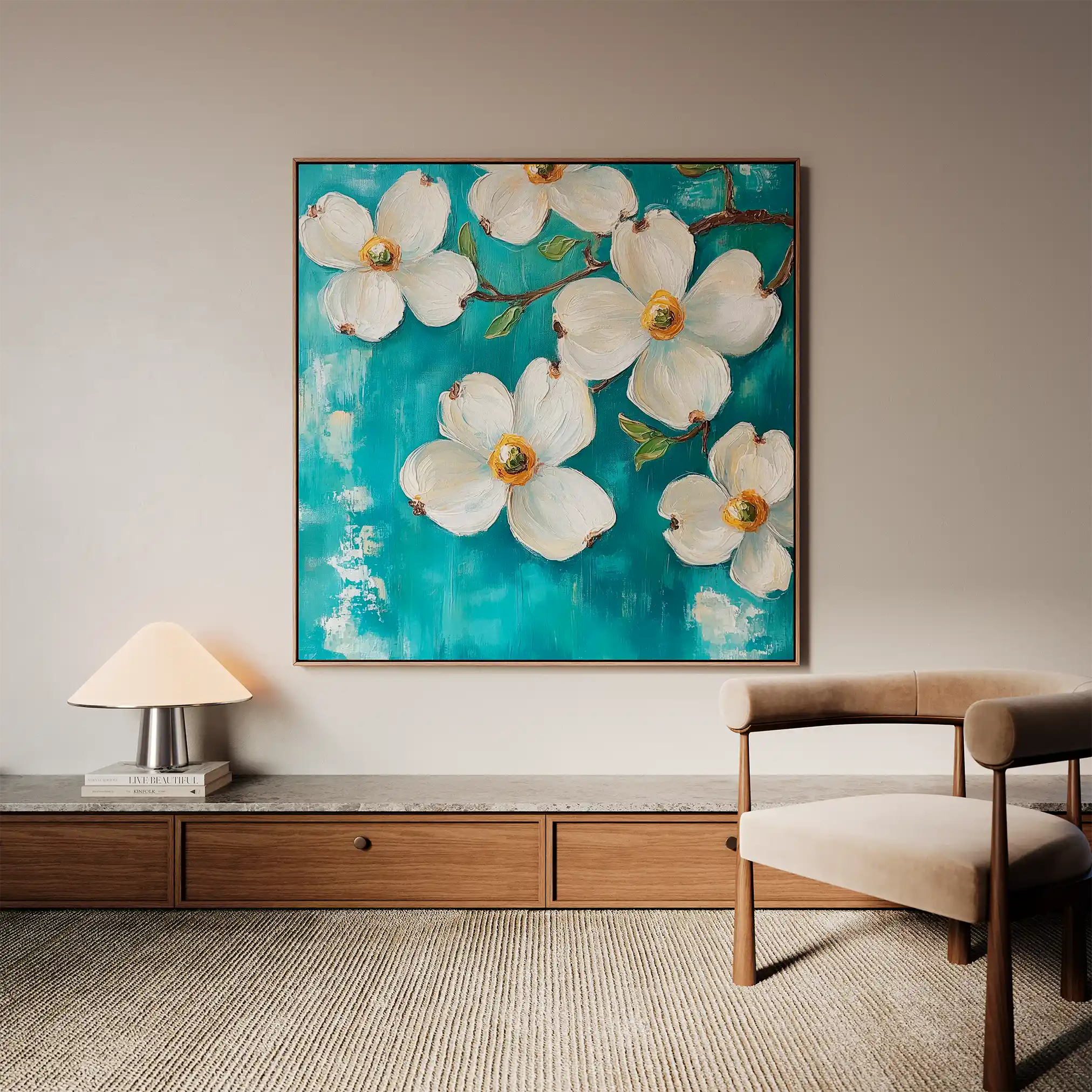 Floral 1390 Canvas Art 60 x 60 cm / Black