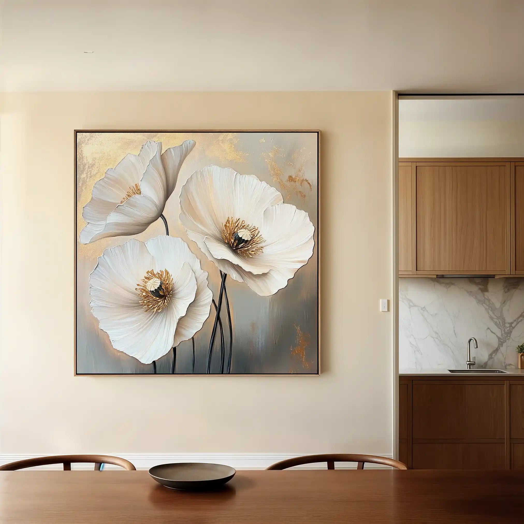 Floral 1391 Canvas Art 60 x 60 cm / Black
