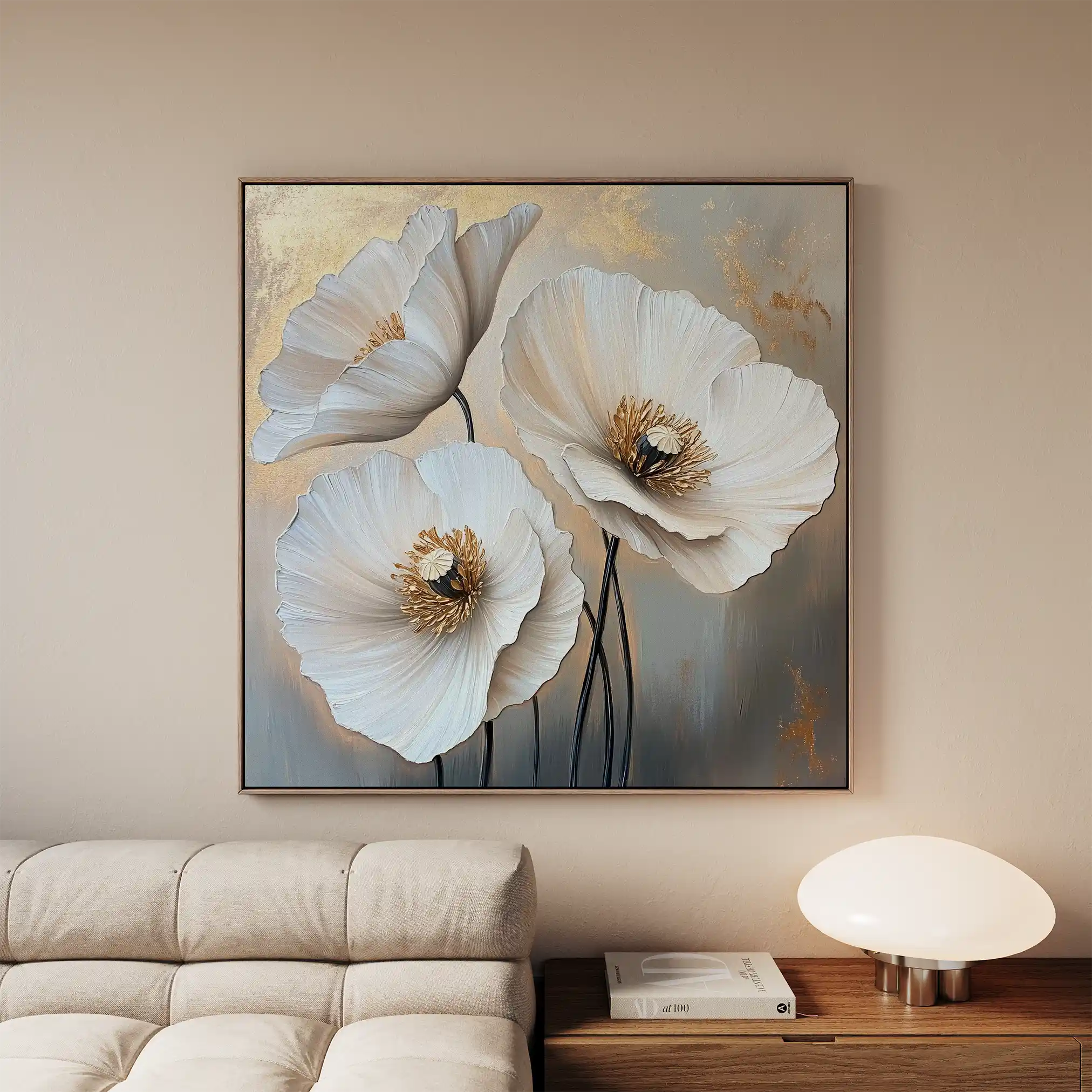 Floral 1391 Canvas Art 60 x 60 cm / Black