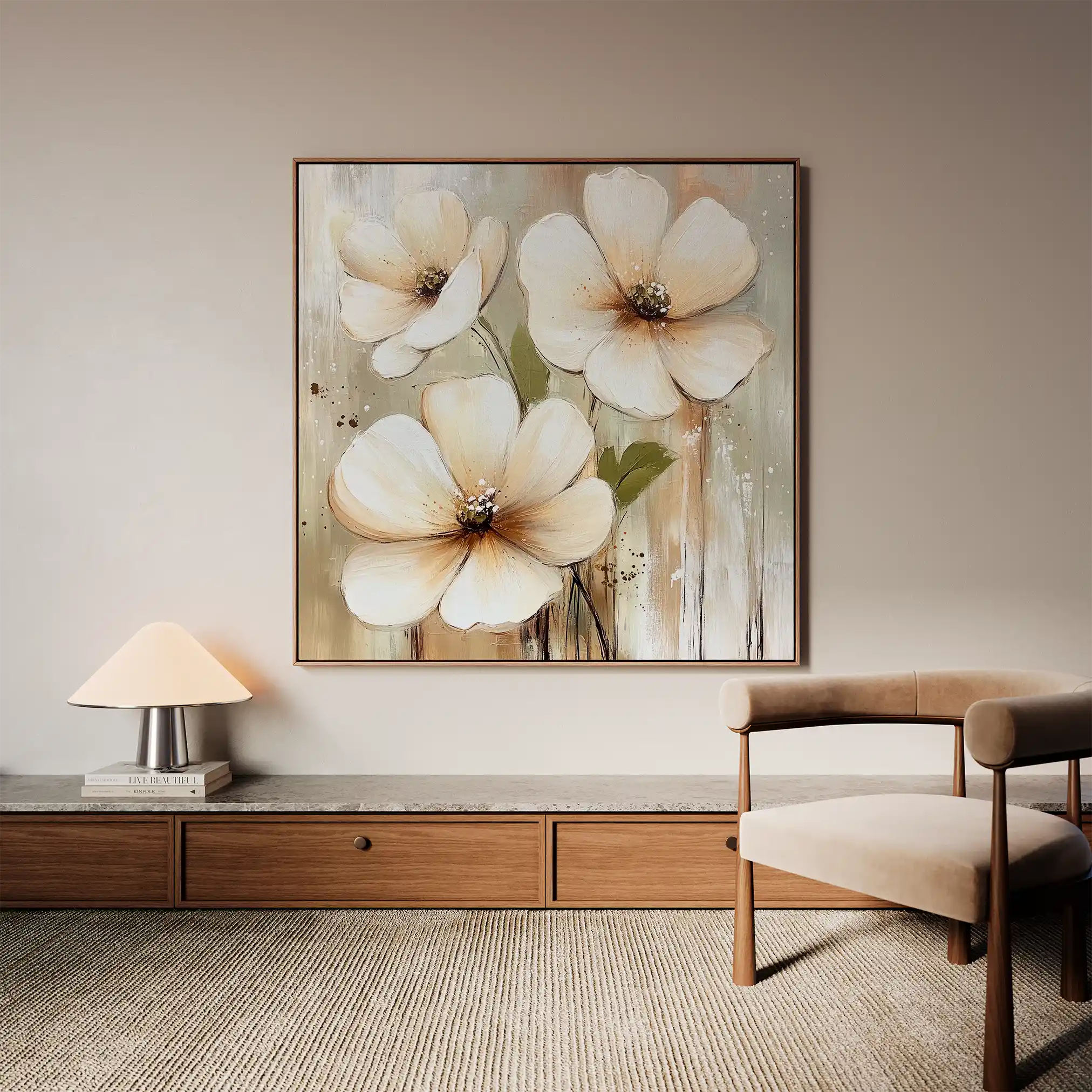 Floral 1392 Canvas Art 60 x 60 cm / Black