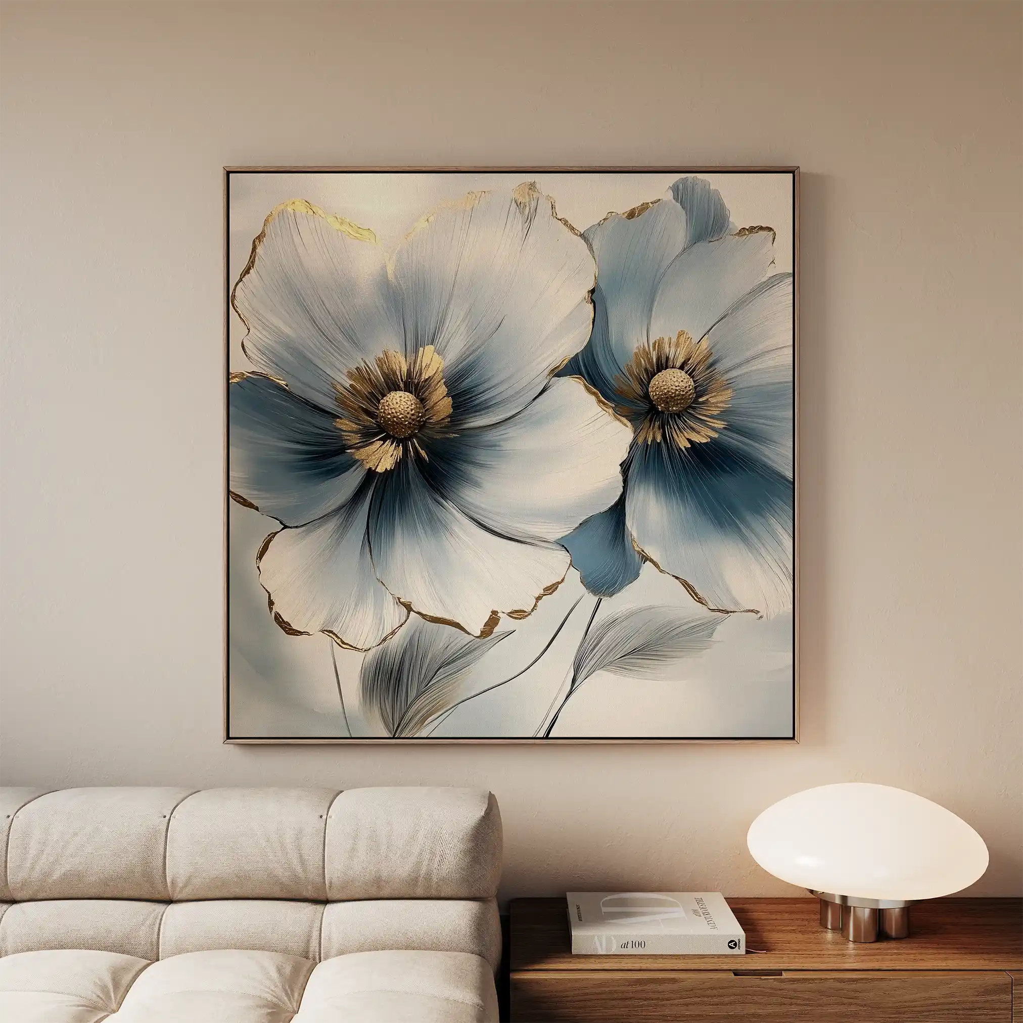 Floral 1394 Canvas Art 60 x 60 cm / Black