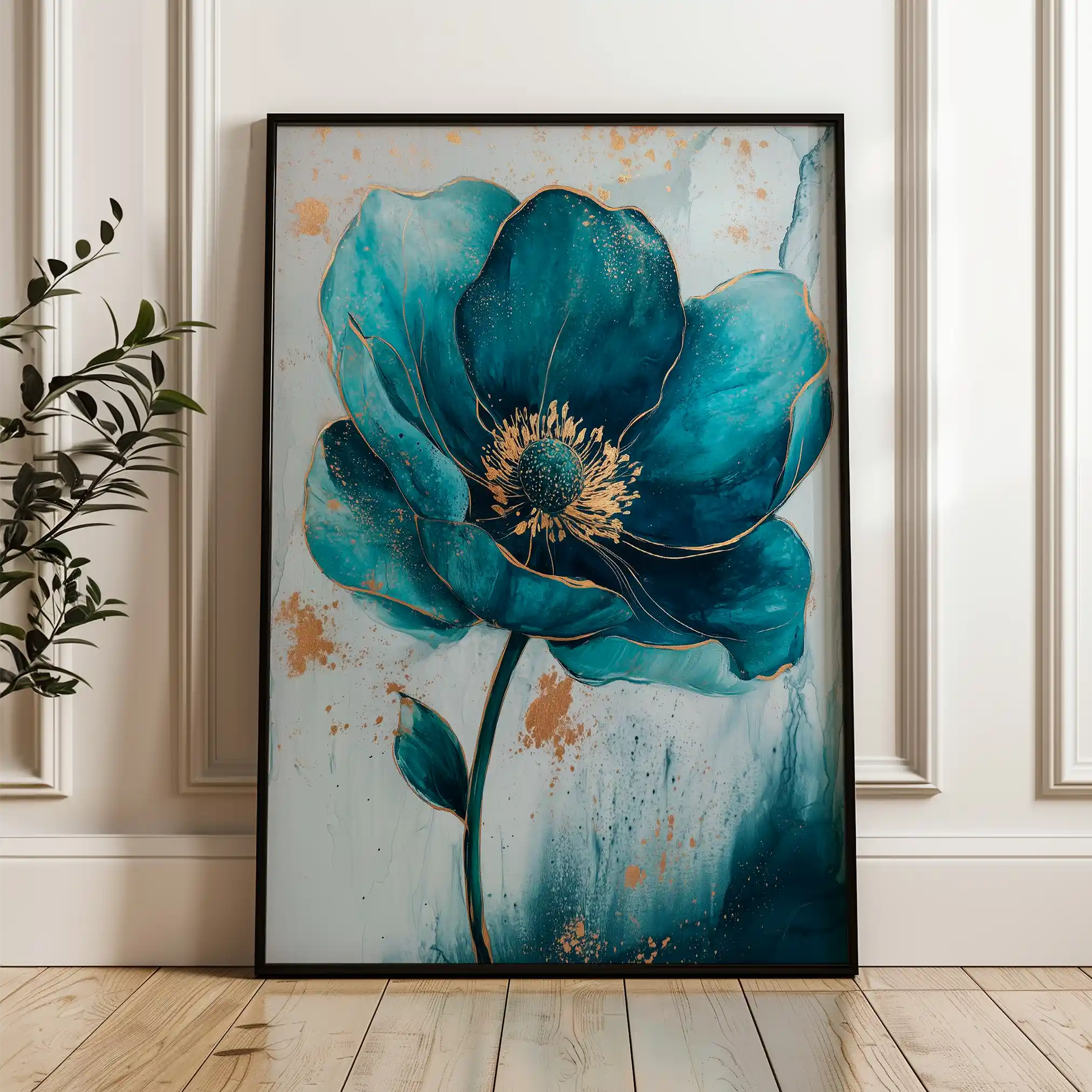 Floral 1407 Canvas Art 60 x 40 cm / Black