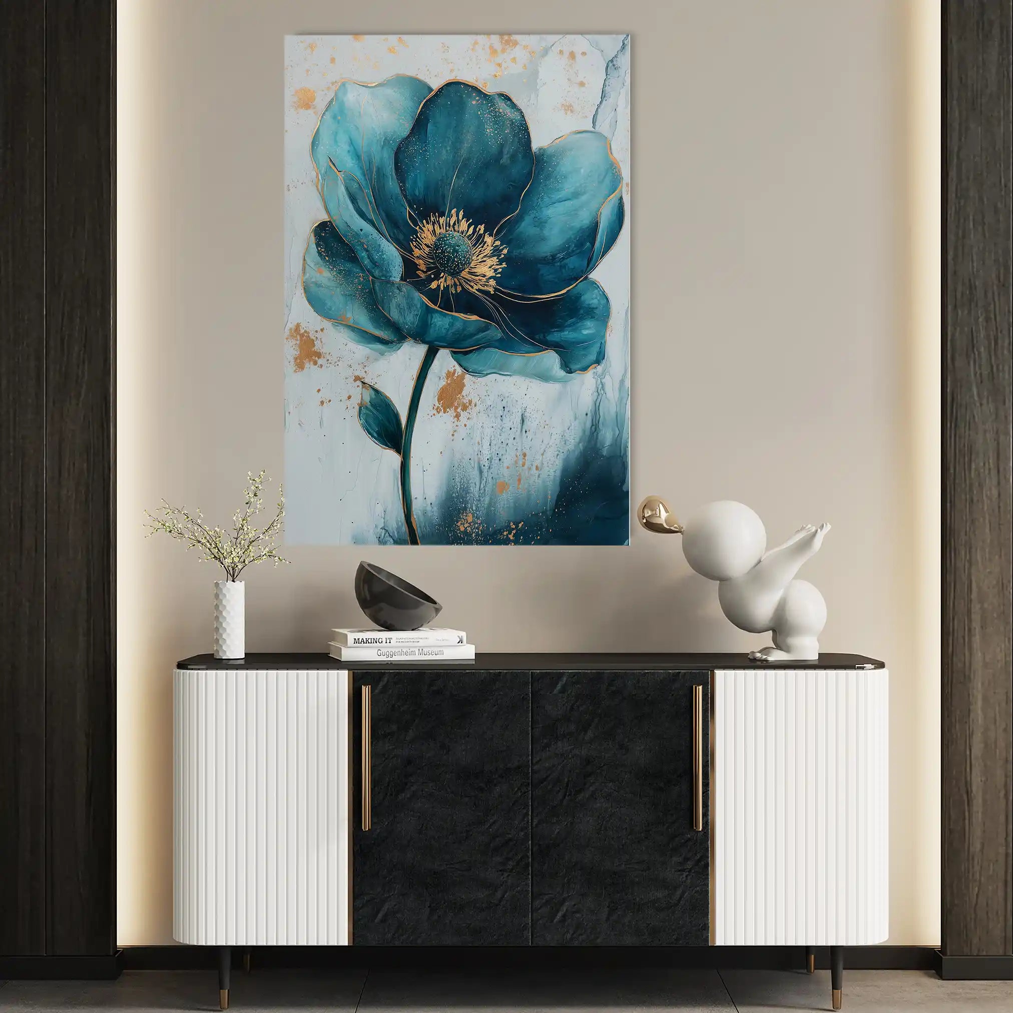 Floral 1407 Canvas Art 60 x 40 cm / Black