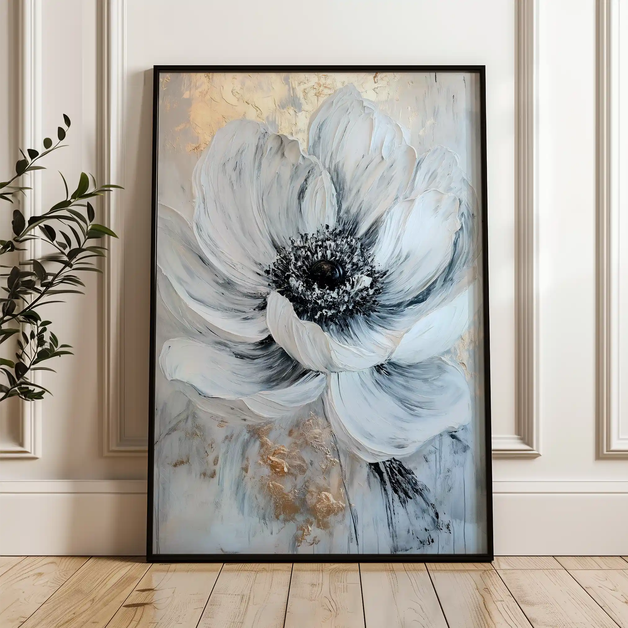 Floral 1436 Canvas Art 60 x 40 cm / Black