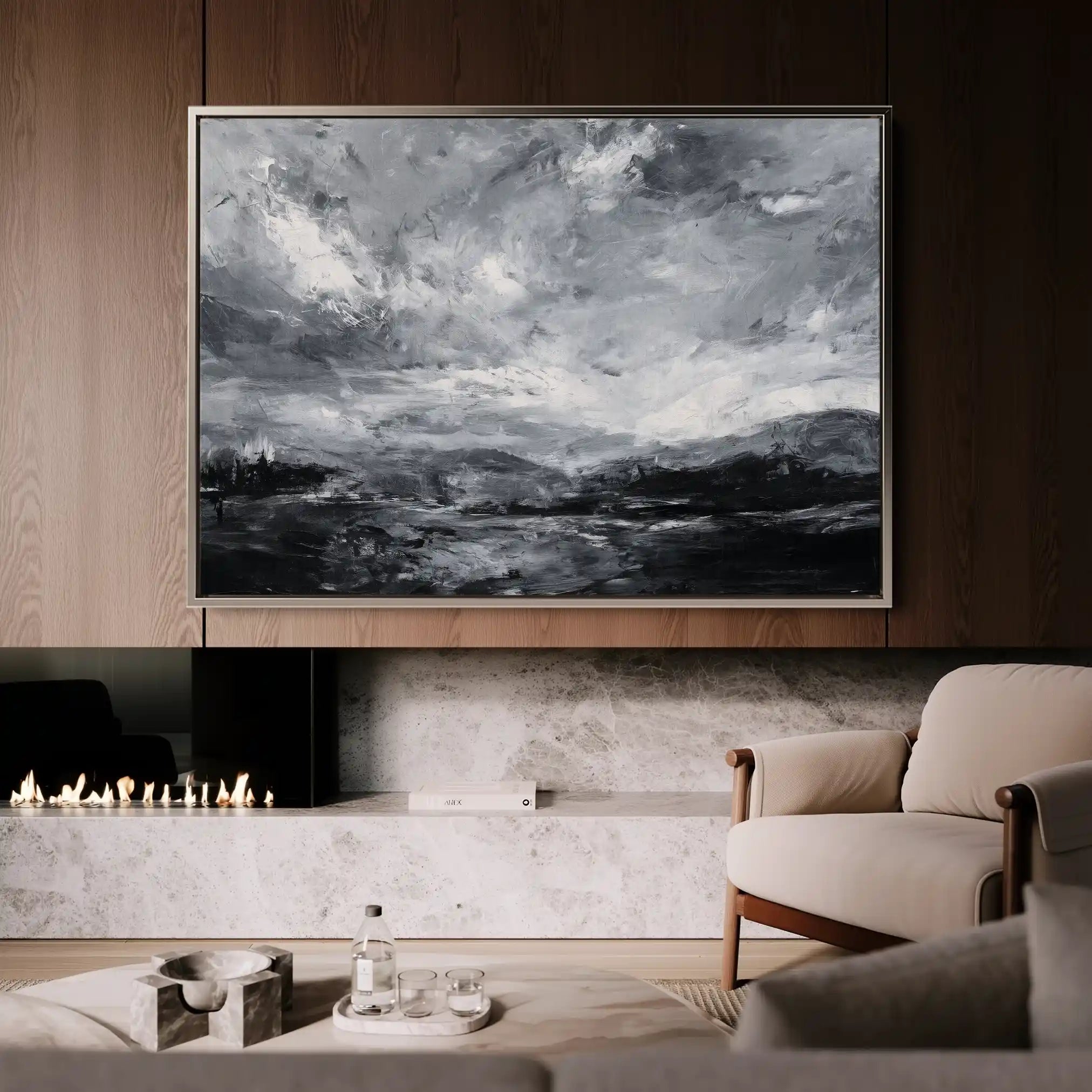 Abstract 1448 Canvas Art 60 x 40 cm / Black