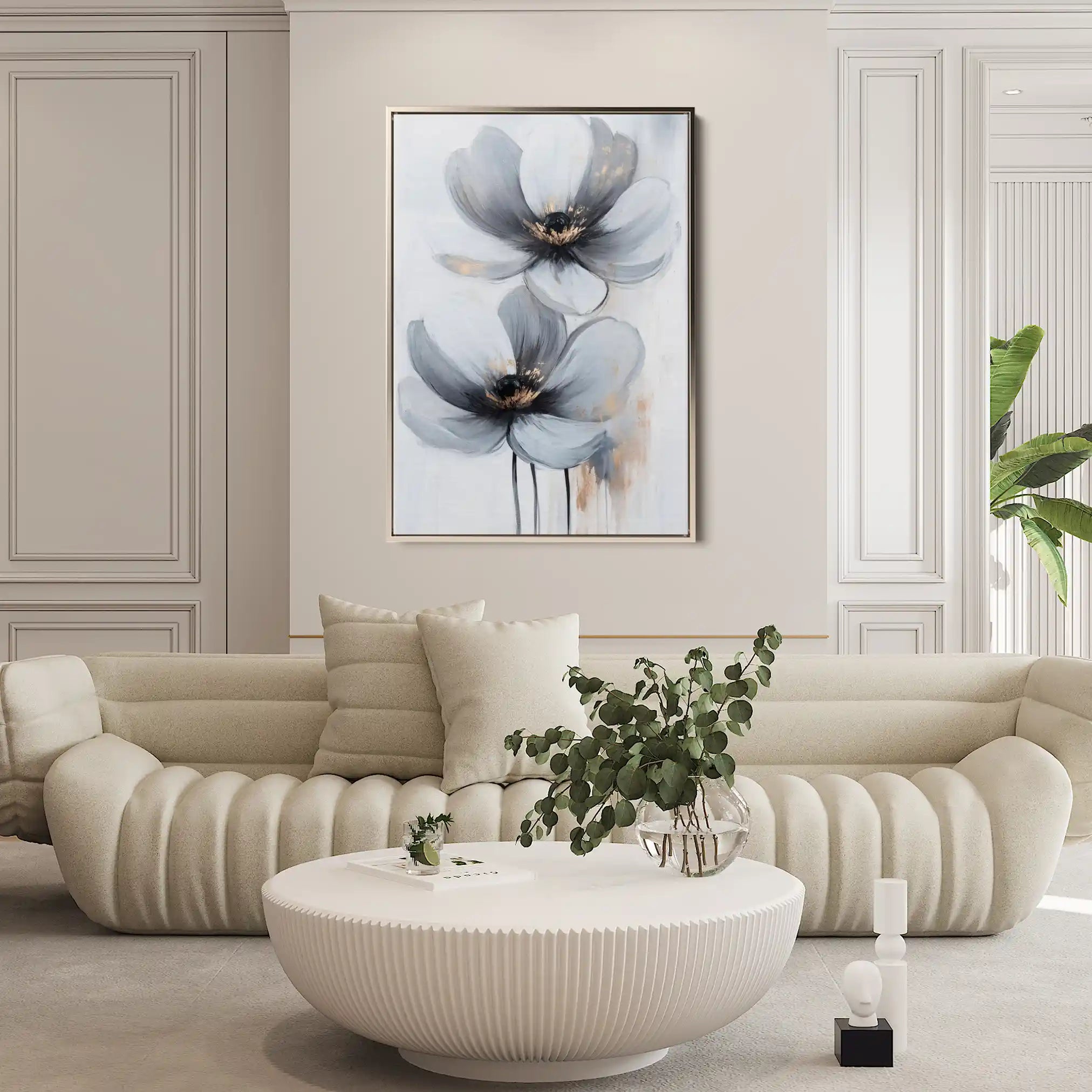 Floral 1454 Canvas Art 60 x 40 cm / Black