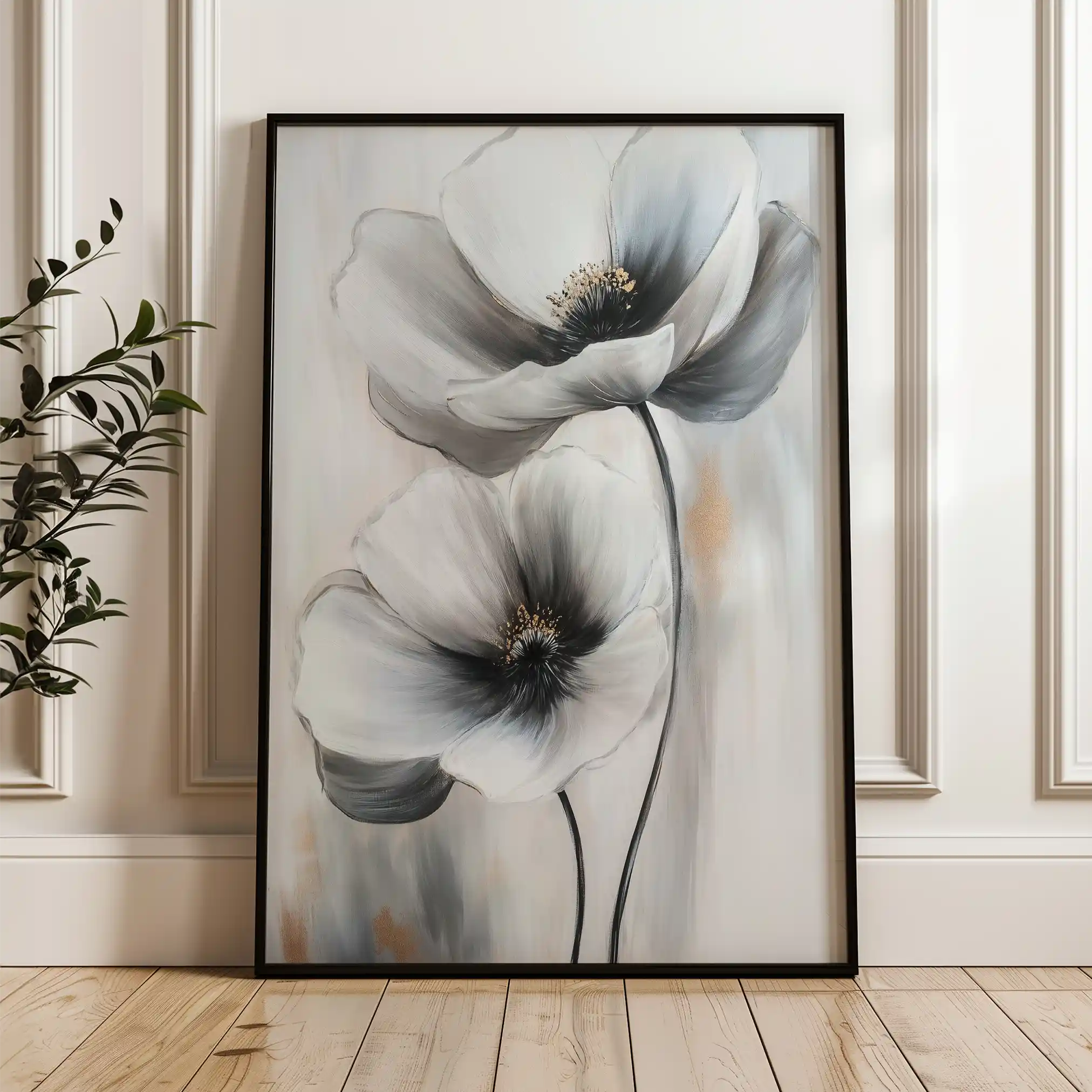 Floral 1455 Canvas Art 60 x 40 cm / Black