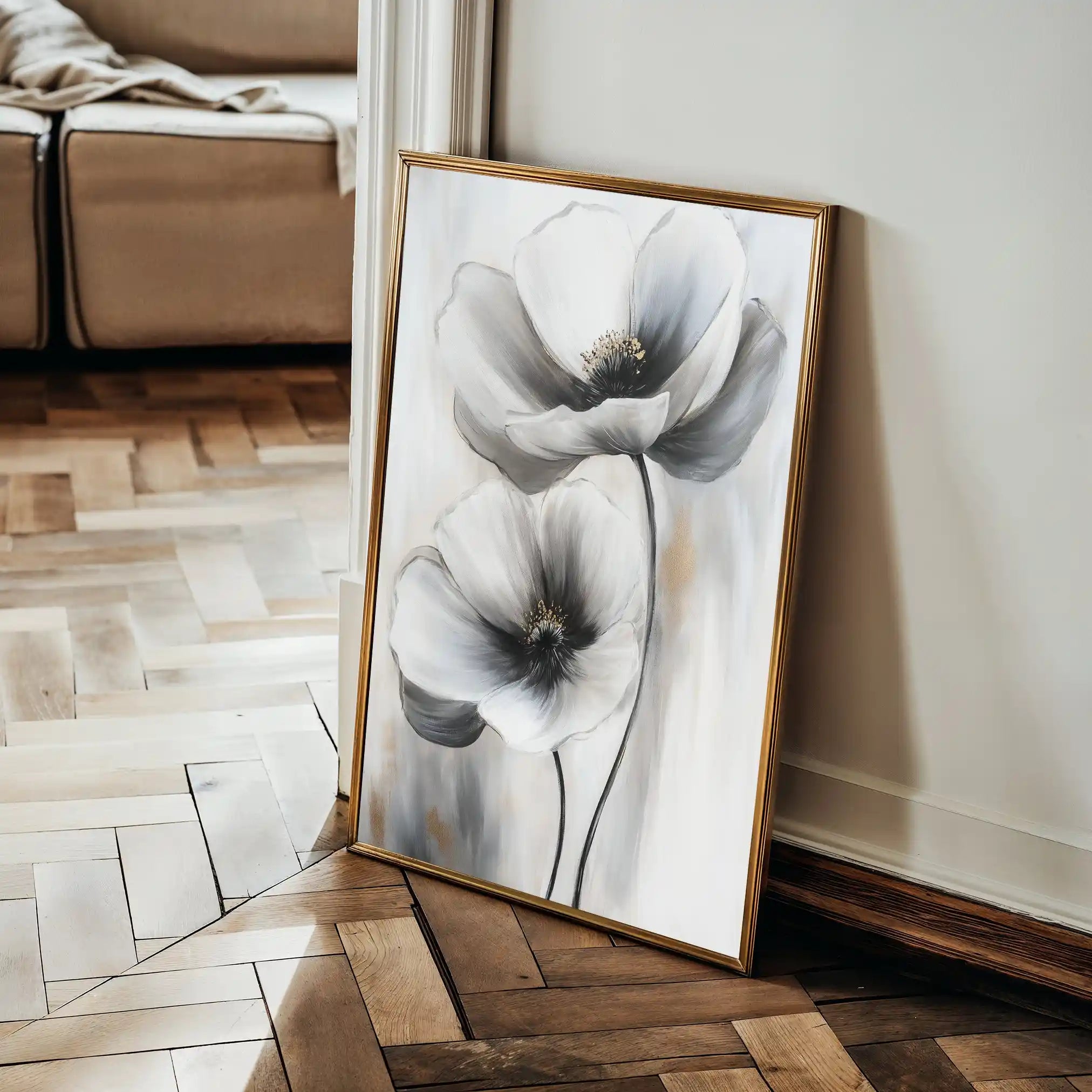 Floral 1455 Canvas Art 60 x 40 cm / Black