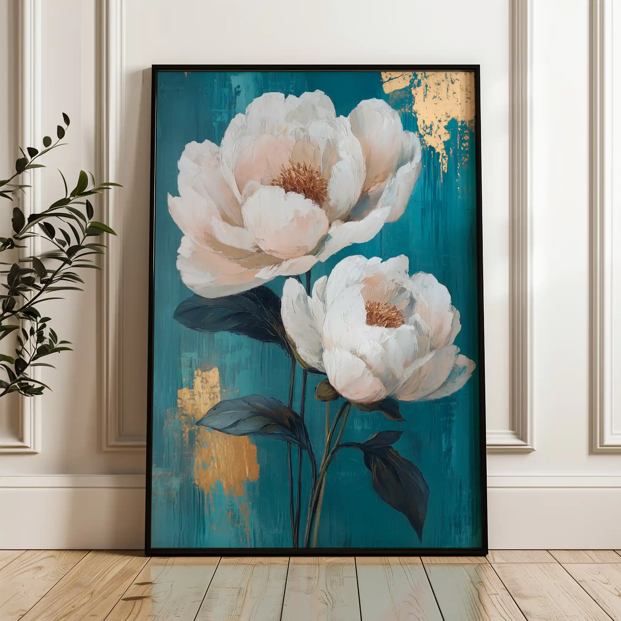 Floral 1460 Canvas Art 60 x 40 cm / Black