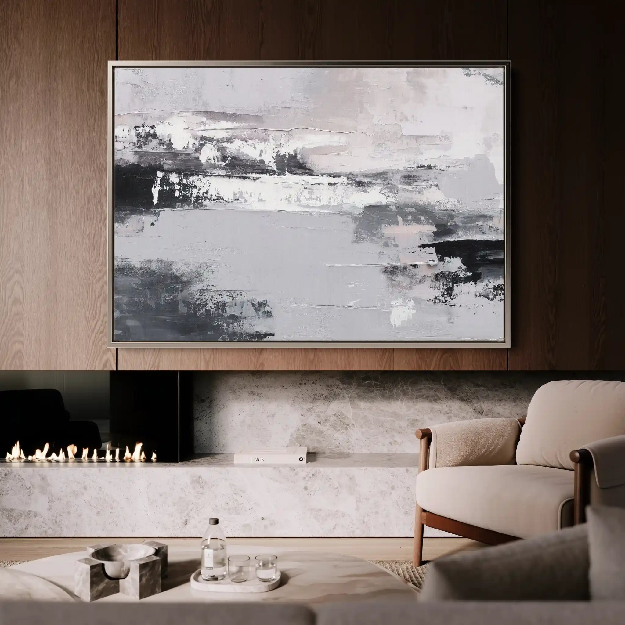 Abstract 1463 Canvas Art 60 x 40 cm / Black