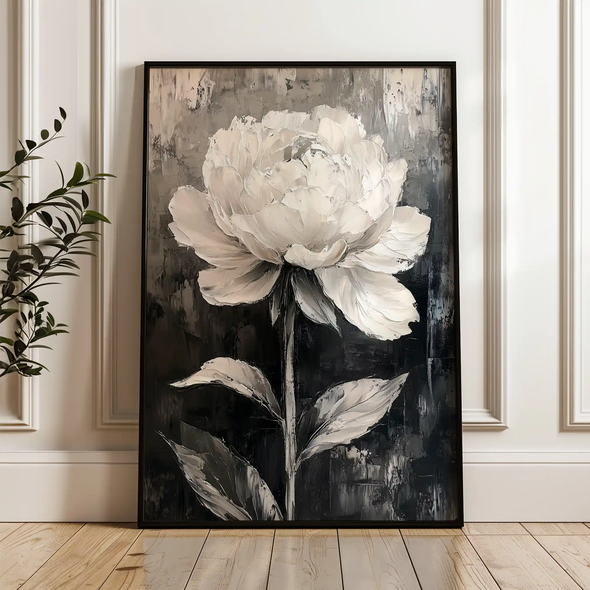 Floral 1478 Canvas Art 60 x 40 cm / Black