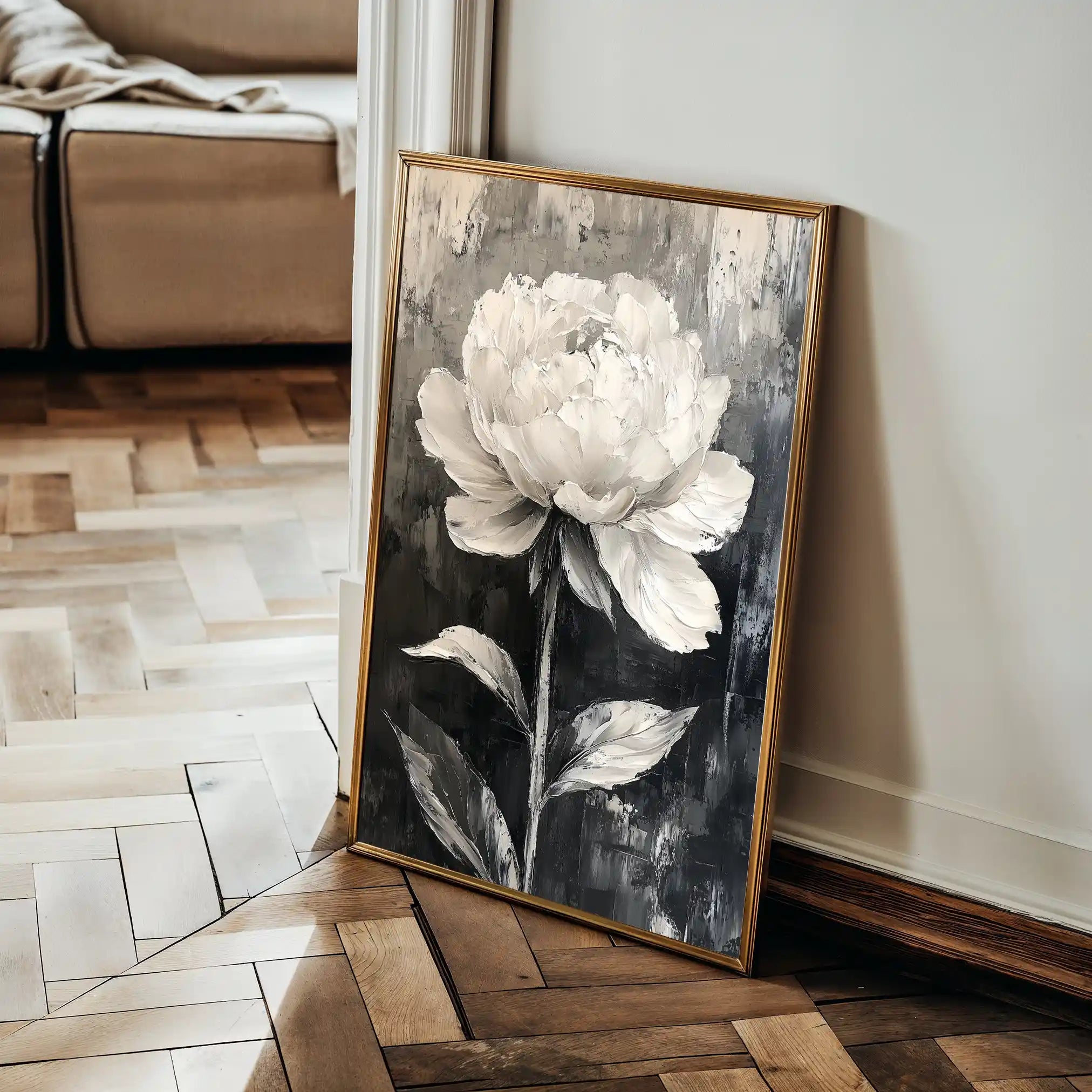 Floral 1478 Canvas Art 60 x 40 cm / Black