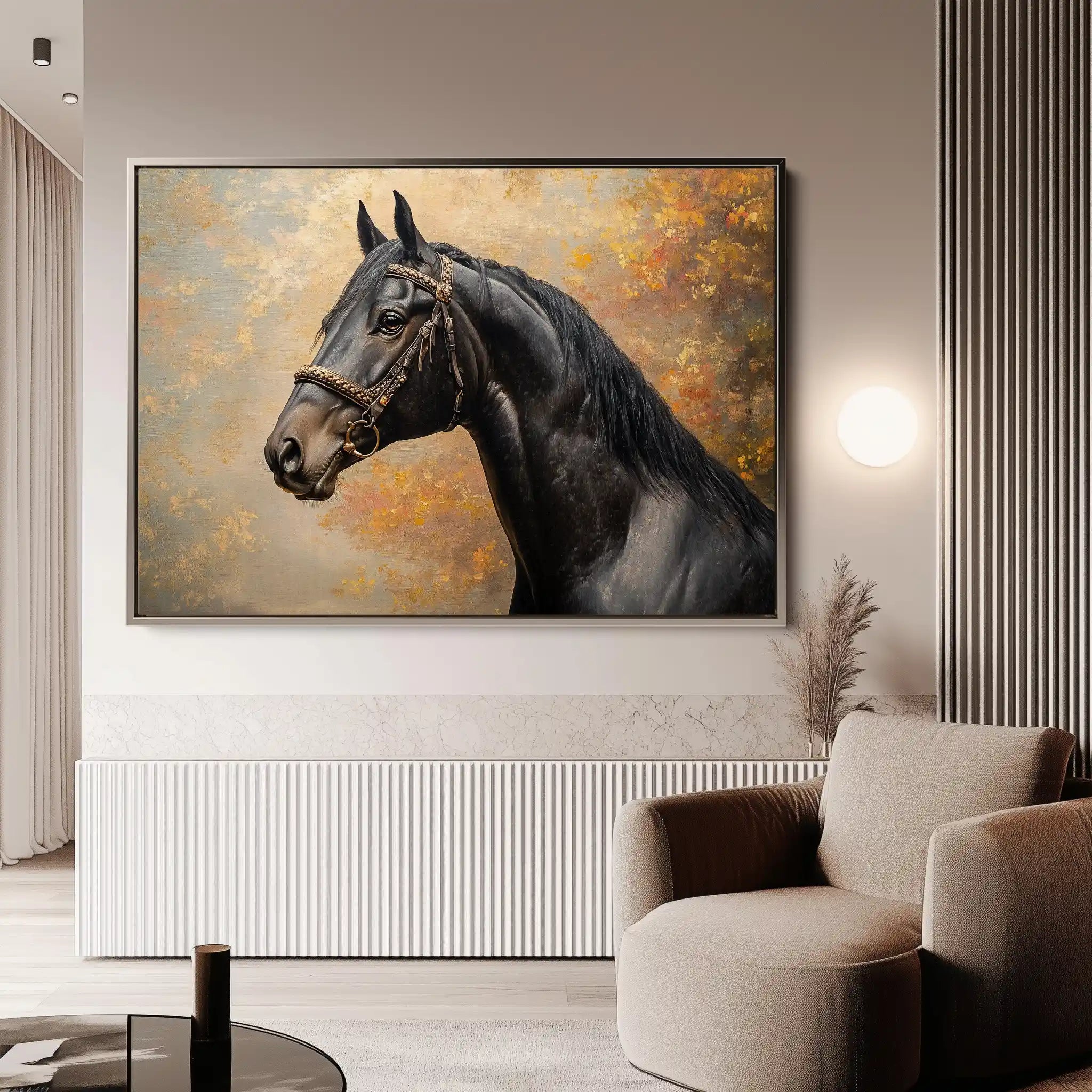 Horses 148 Canvas Art 60 x 40 cm / Black