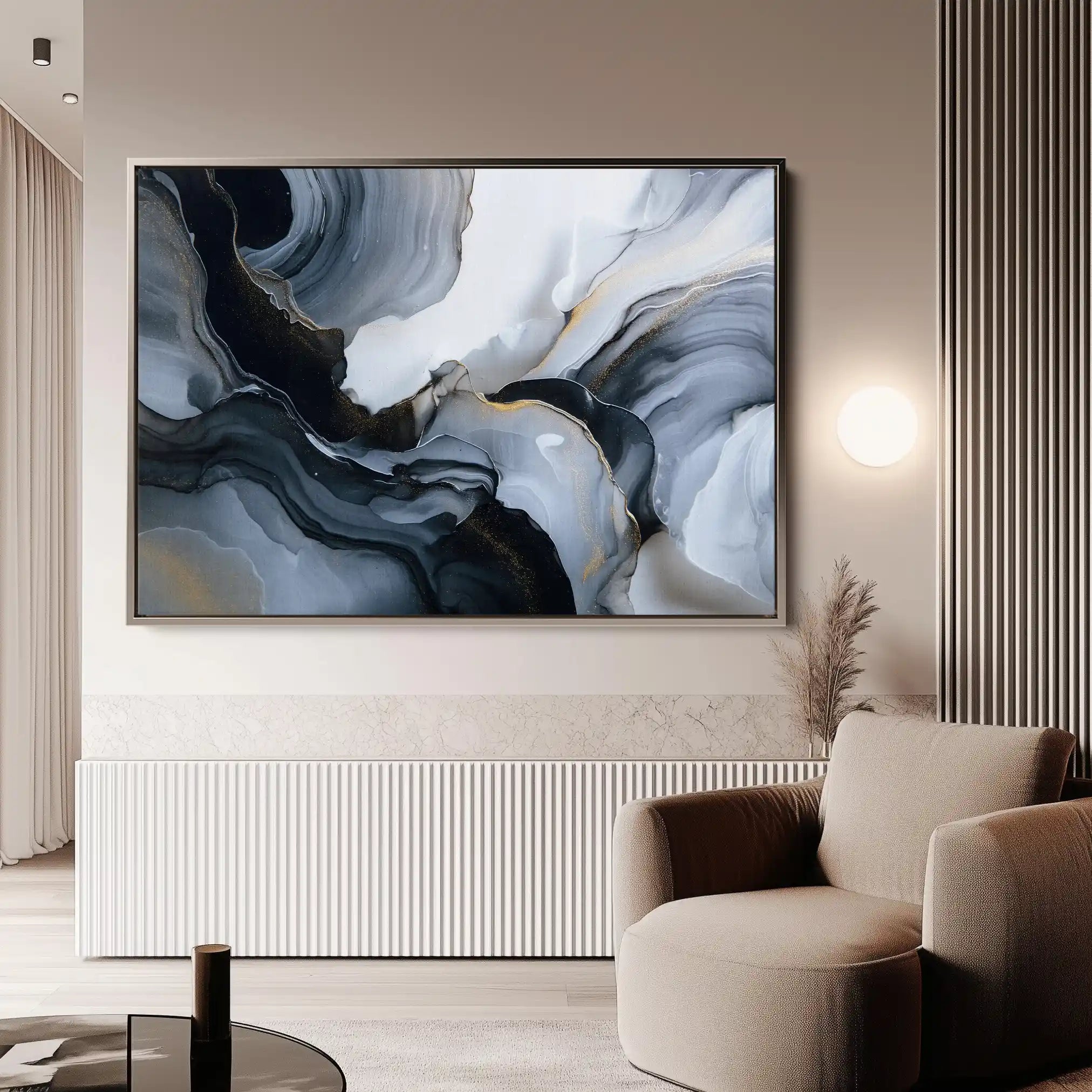 Abstract 1482 Canvas Art 60 x 40 cm / Black