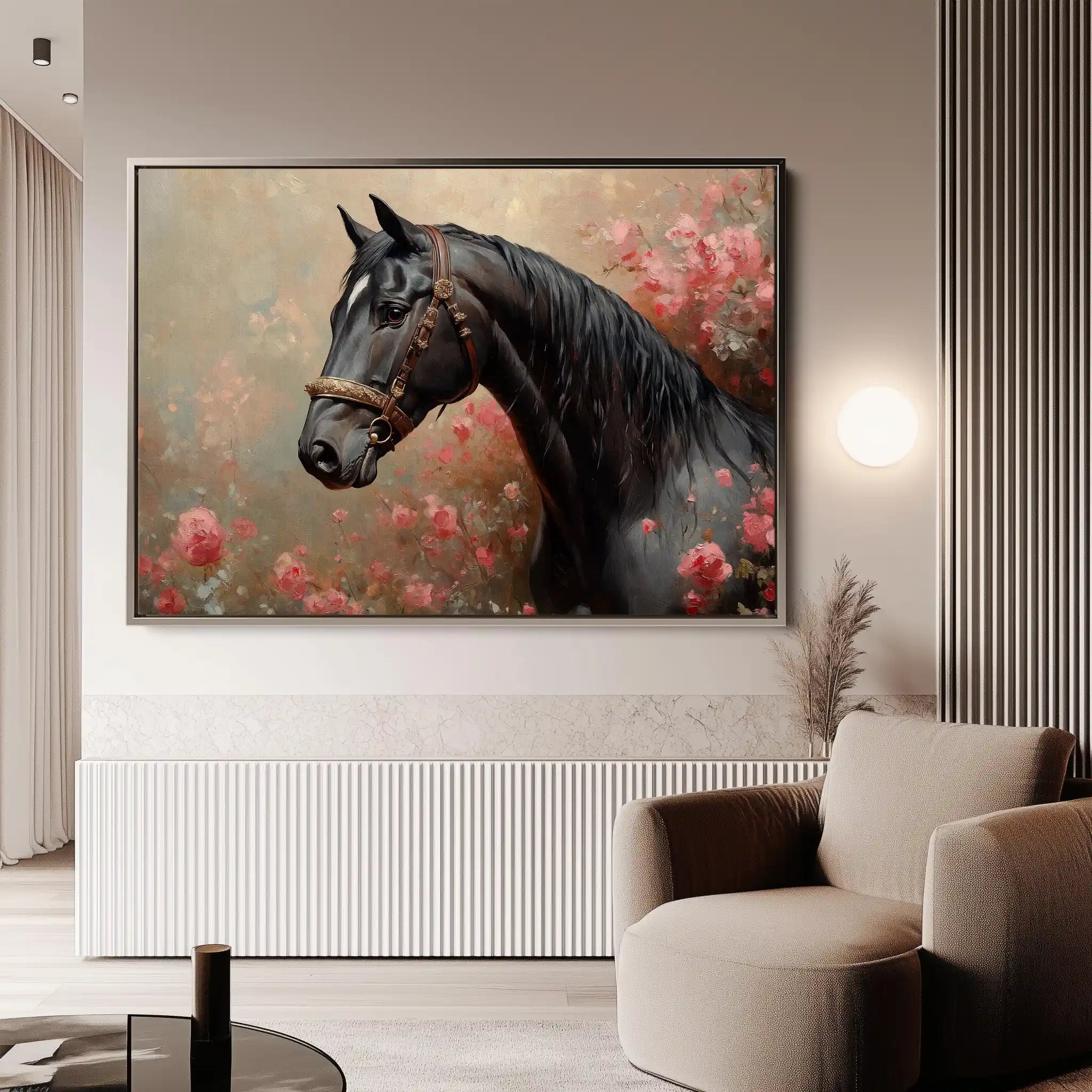 Horses 150 Canvas Art 60 x 40 cm / Black