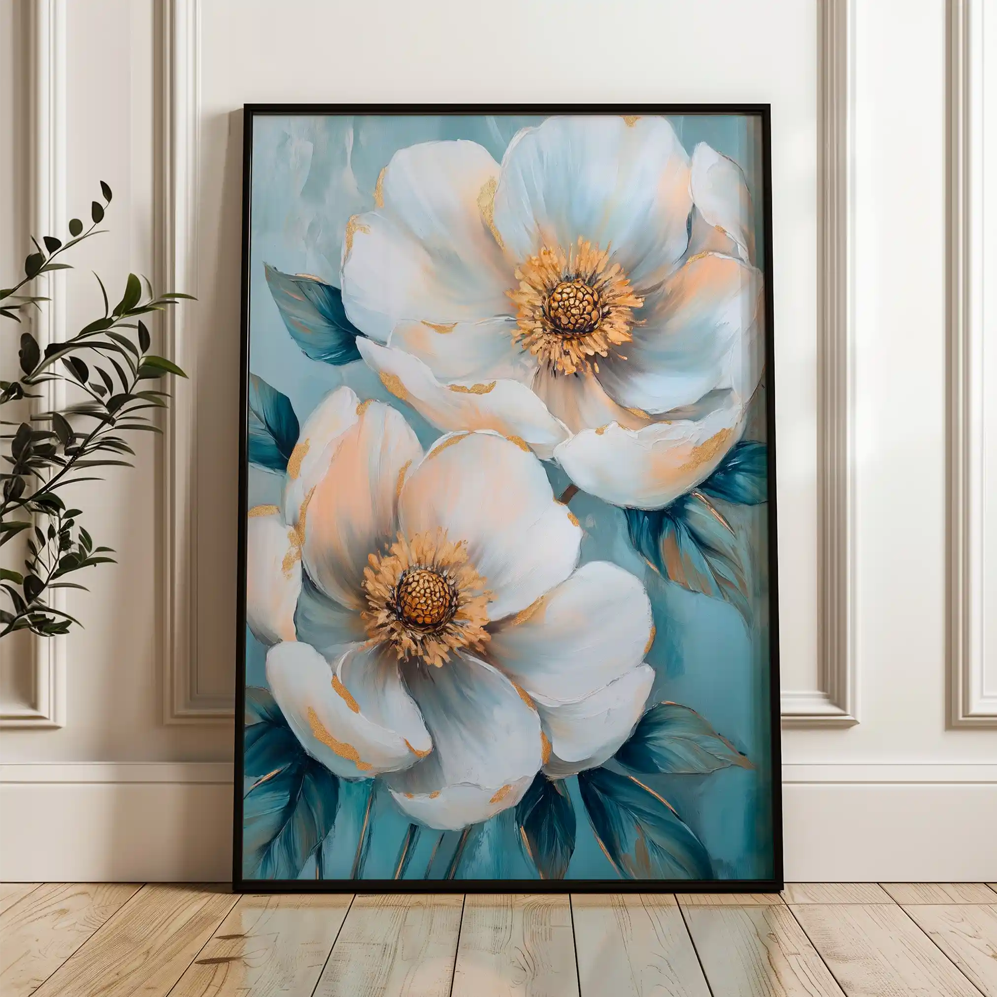 Floral 1503 Canvas Art 60 x 40 cm / Black