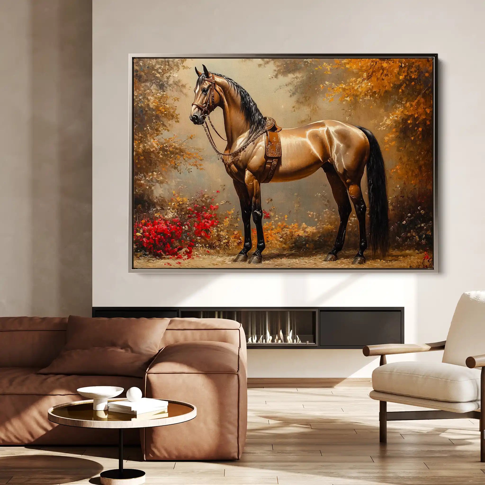 Horses 153 Canvas Art 60 x 40 cm / Black
