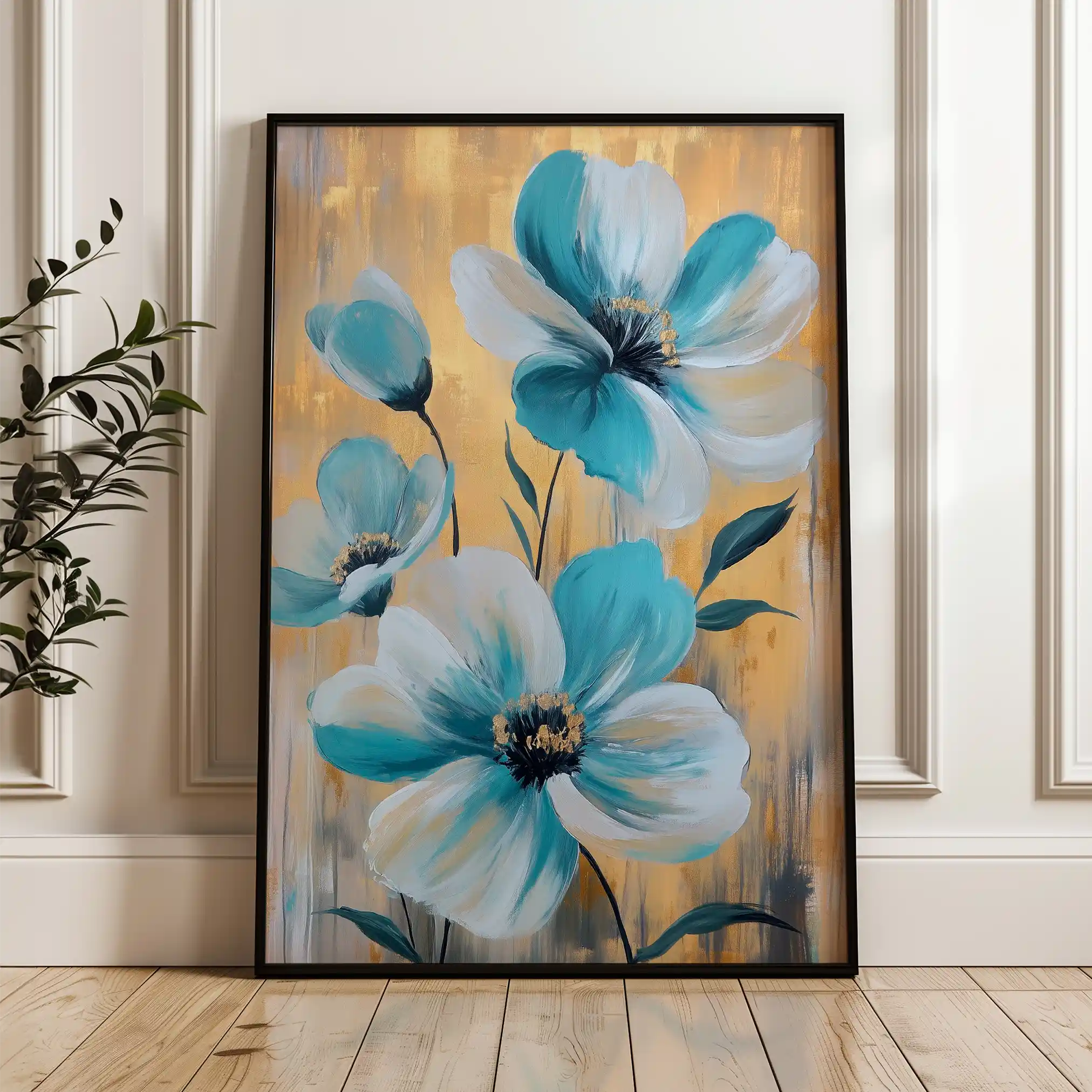 Floral 1545 Canvas Art 60 x 40 cm / Black