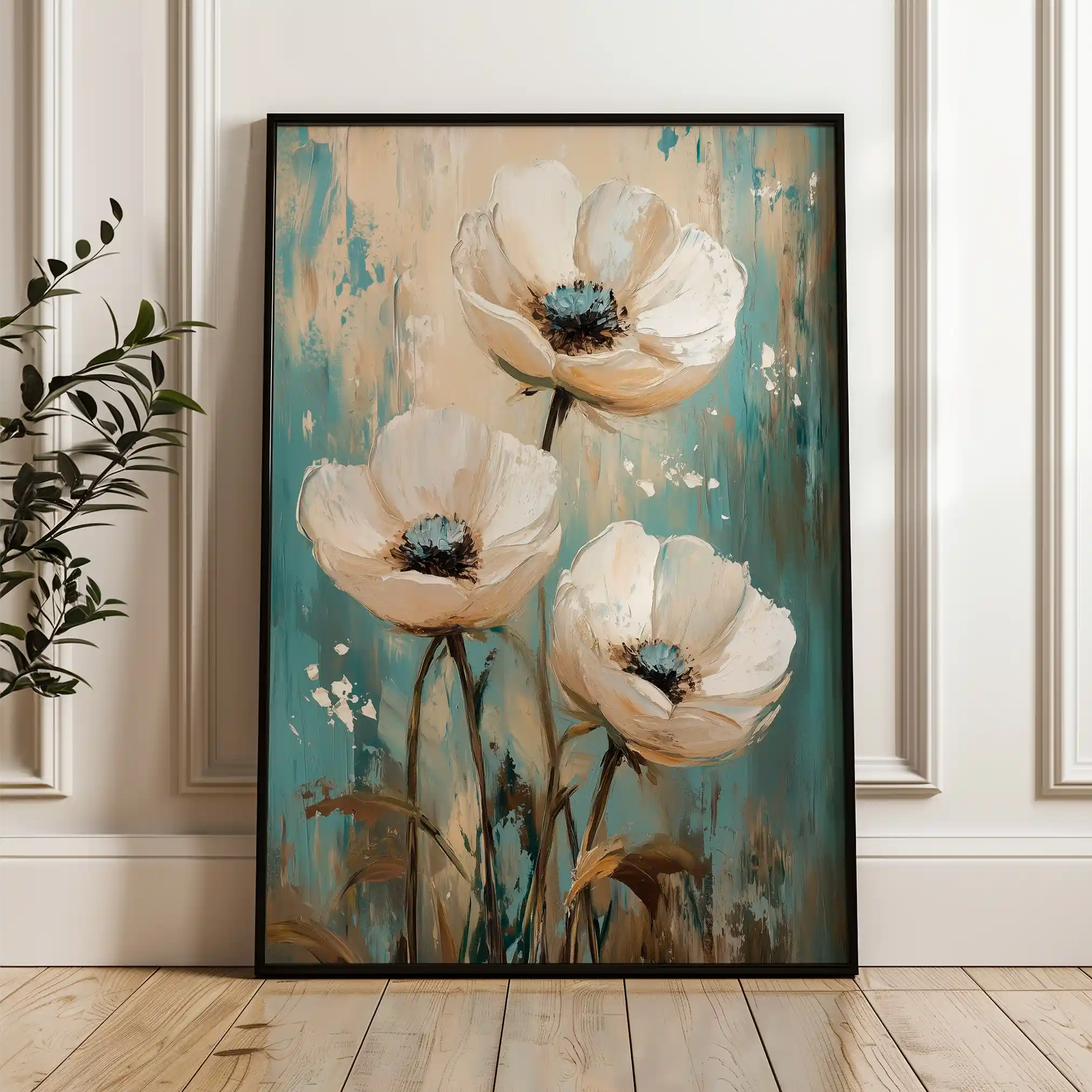 Floral 1550 Canvas Art 60 x 40 cm / Black