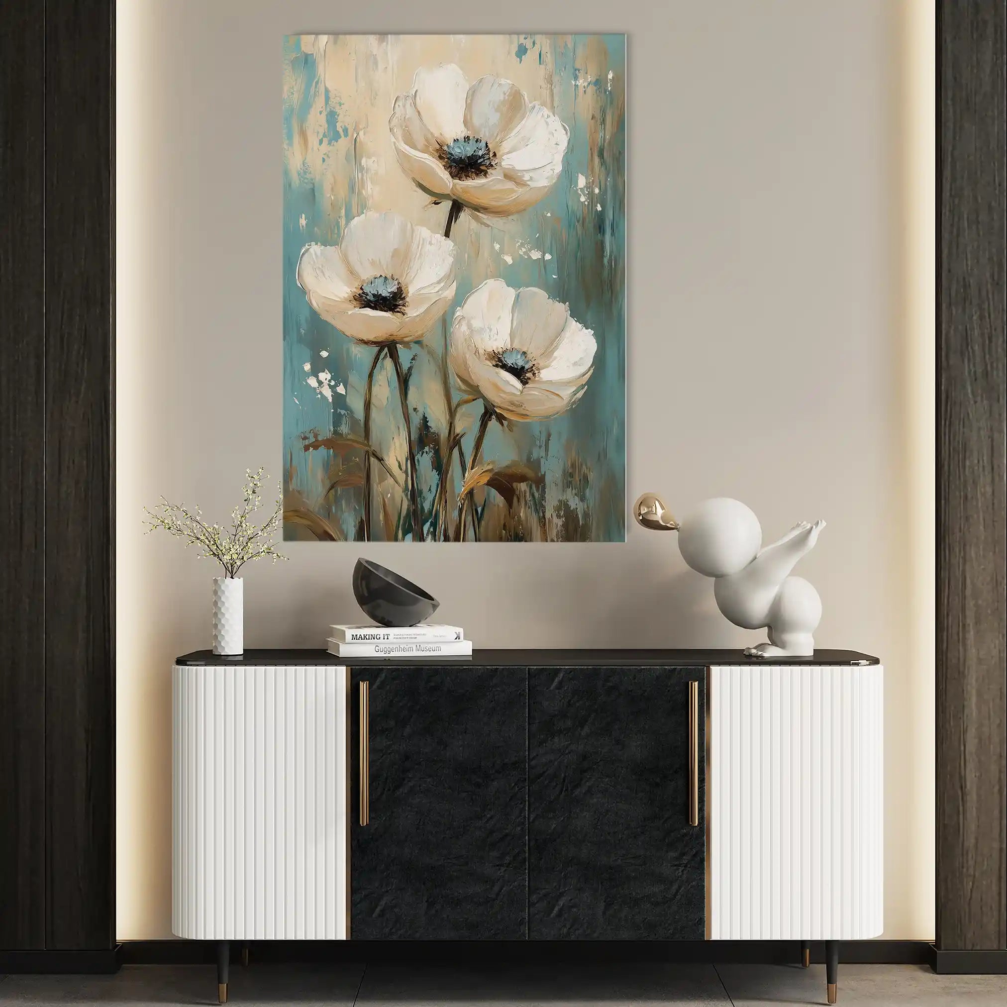 Floral 1550 Canvas Art 60 x 40 cm / Black