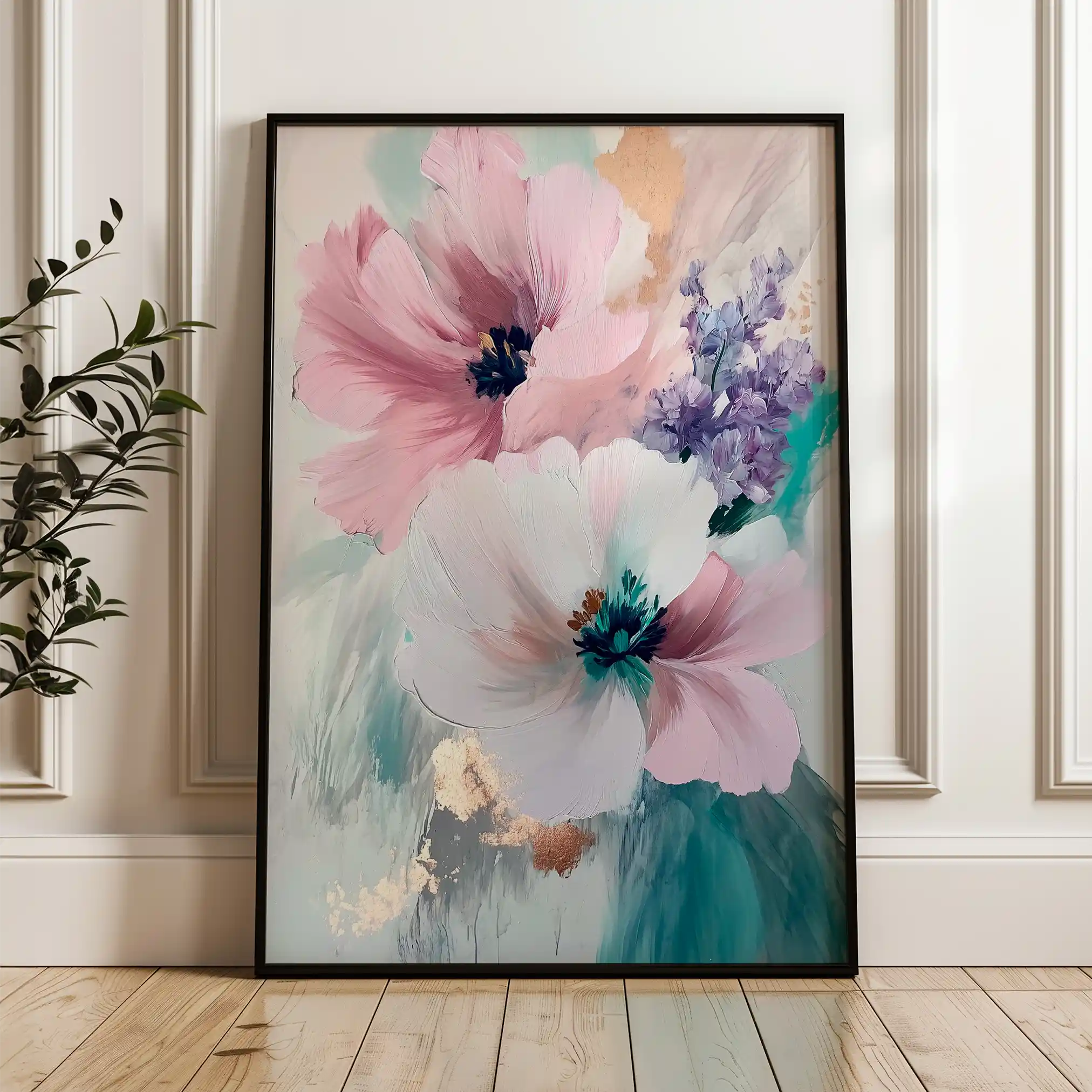 Floral 1551 Canvas Art 60 x 40 cm / Black